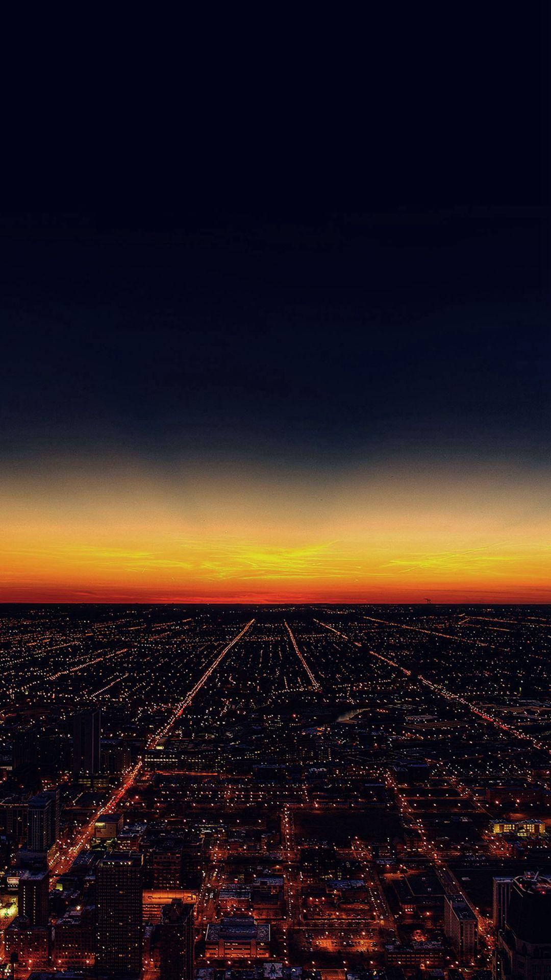 Night Sky Flying Sunset City iPhone 6 wallpaper