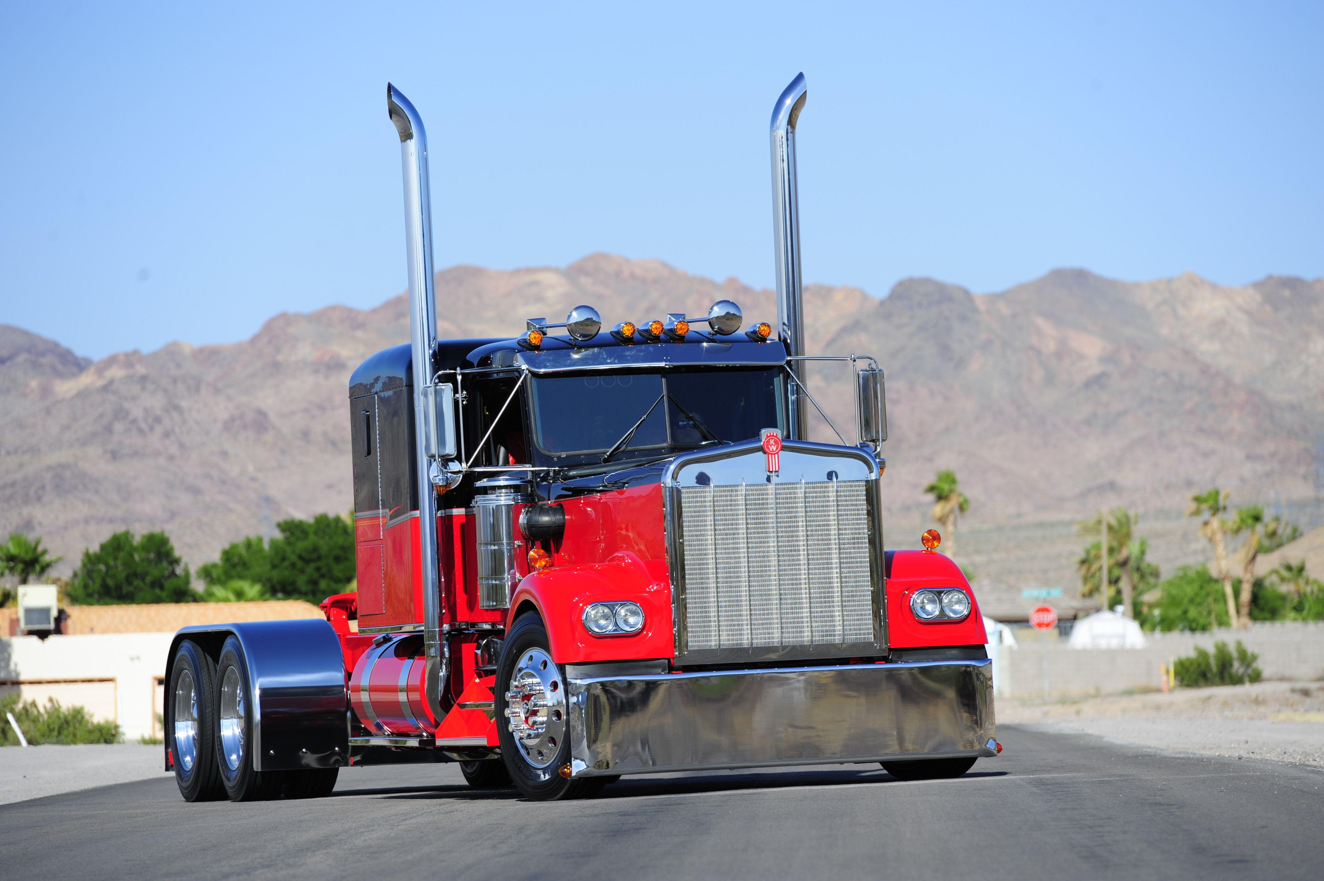 Kenworth semi red stance roads wallpaperx2832