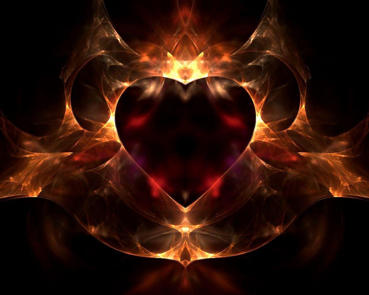 Red Heart fire 3D Wallpaper. Boni's Meditation Cottage