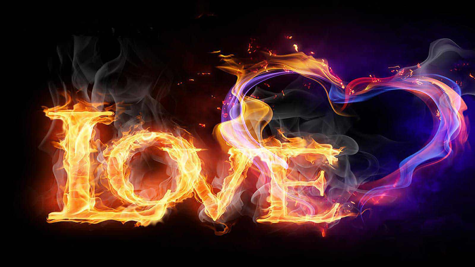 Love Heart Fire Photo Bank Wallpaper 1600x900 PC Wallpaper