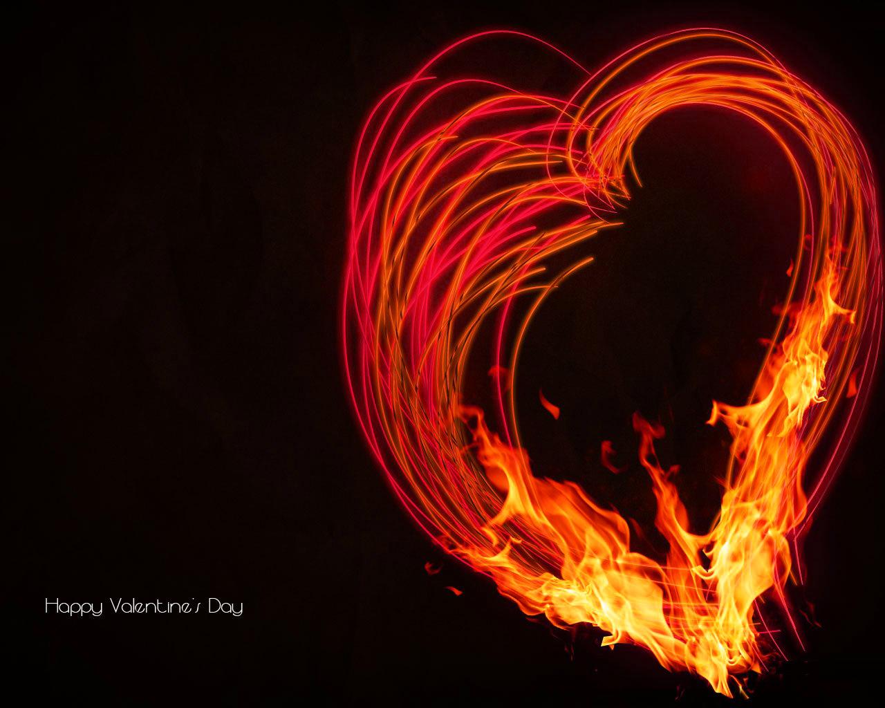 valentine day fire heart wallpaper