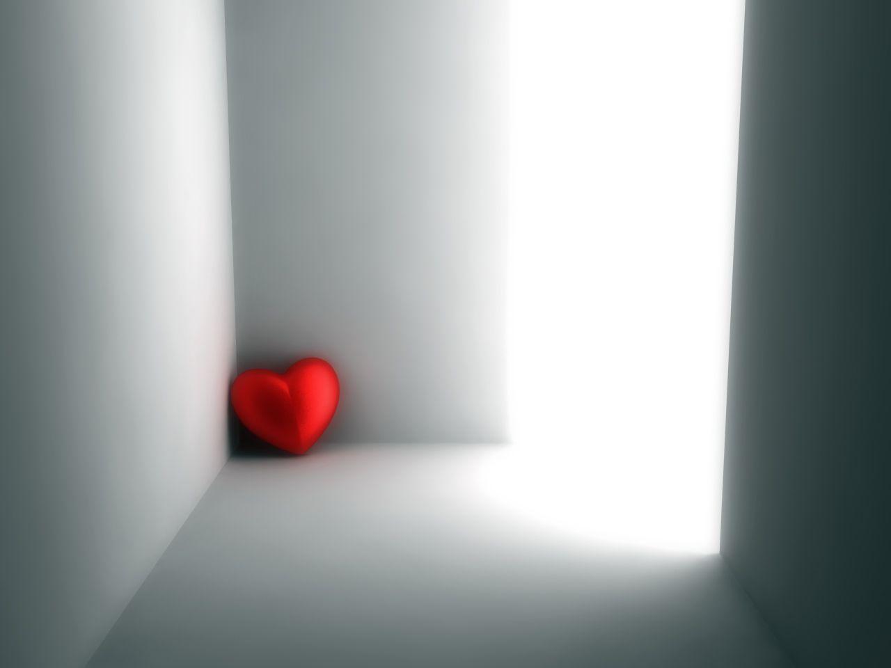 Red heart in corner wallpaper. Red heart in corner