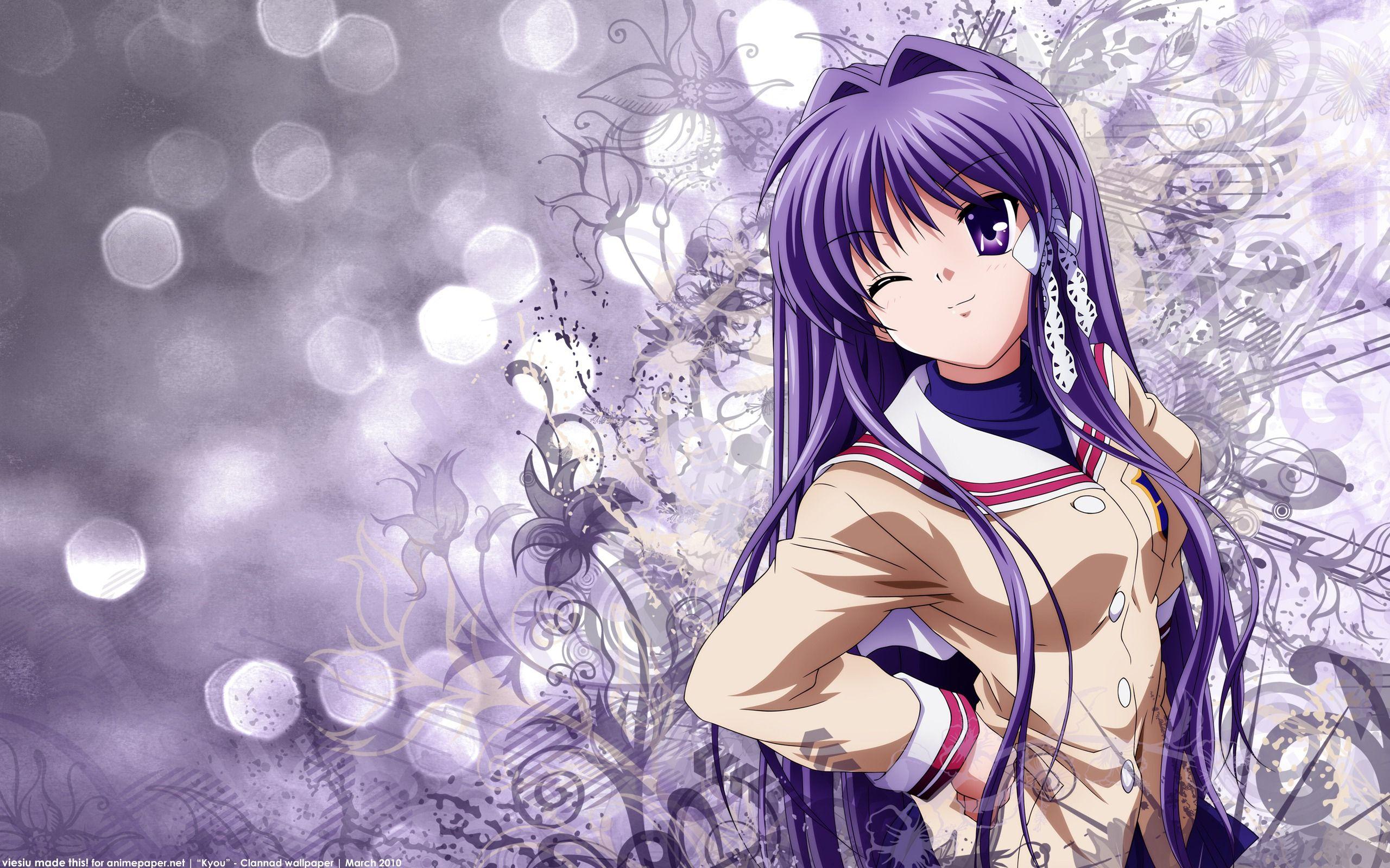 Clannad Kotomi Ichinose Kyou Fujibayashi Desktop, CLANNAD, purple