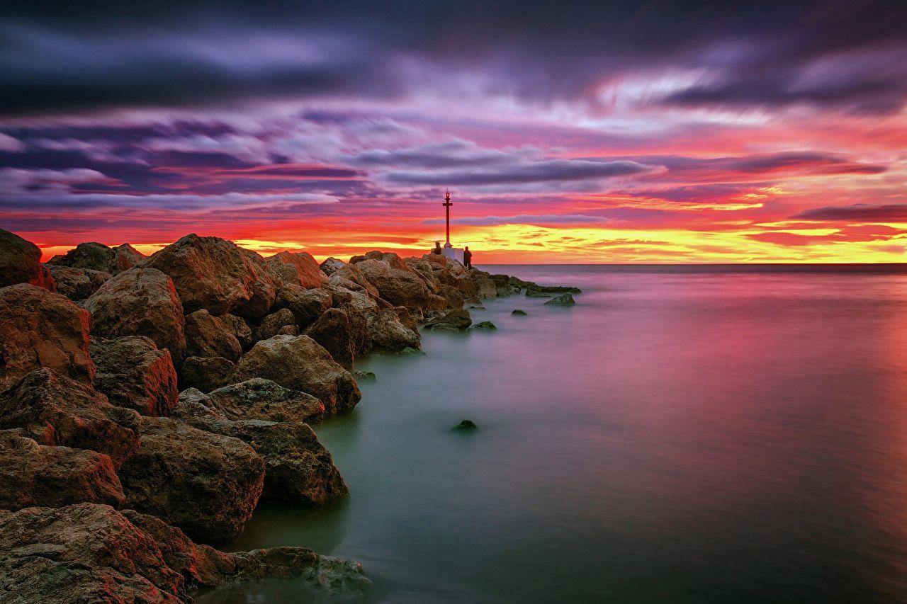 Wallpaper Spain Valencia Sea Nature Lighthouses Sky Sunrises and