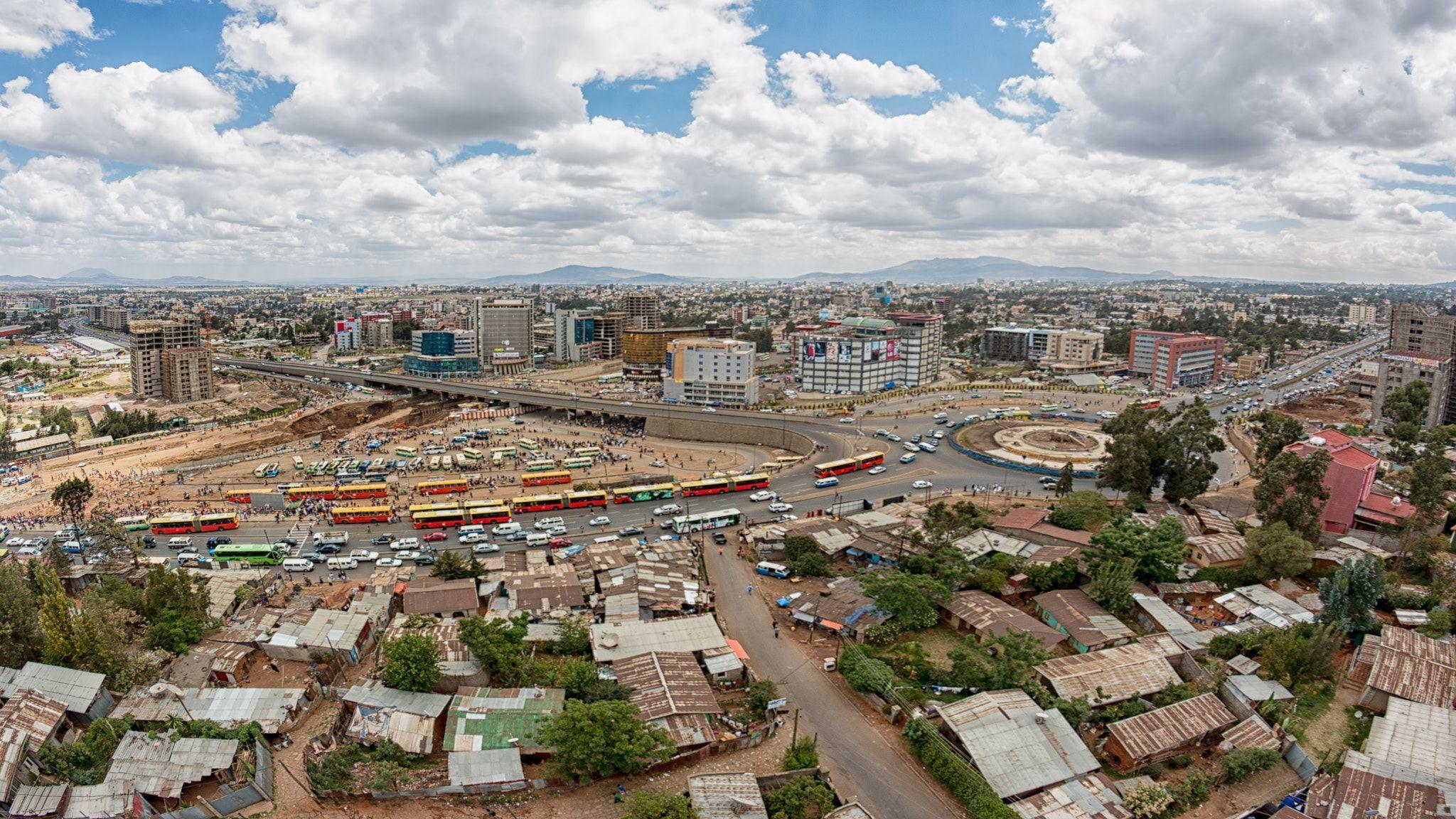 View of Addis Ababa sky with mixed clouds over the city
