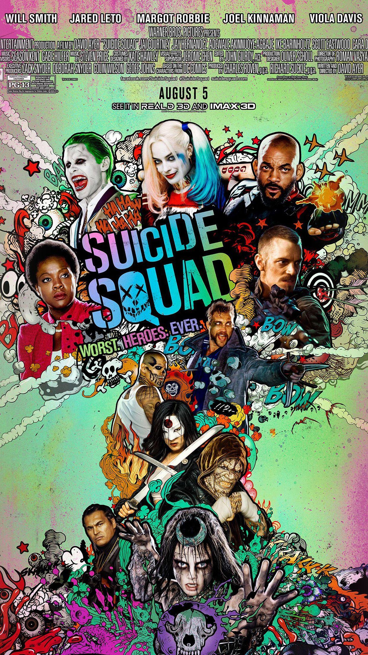 iPhone X wallpaper. suicide squad film poster art illustration