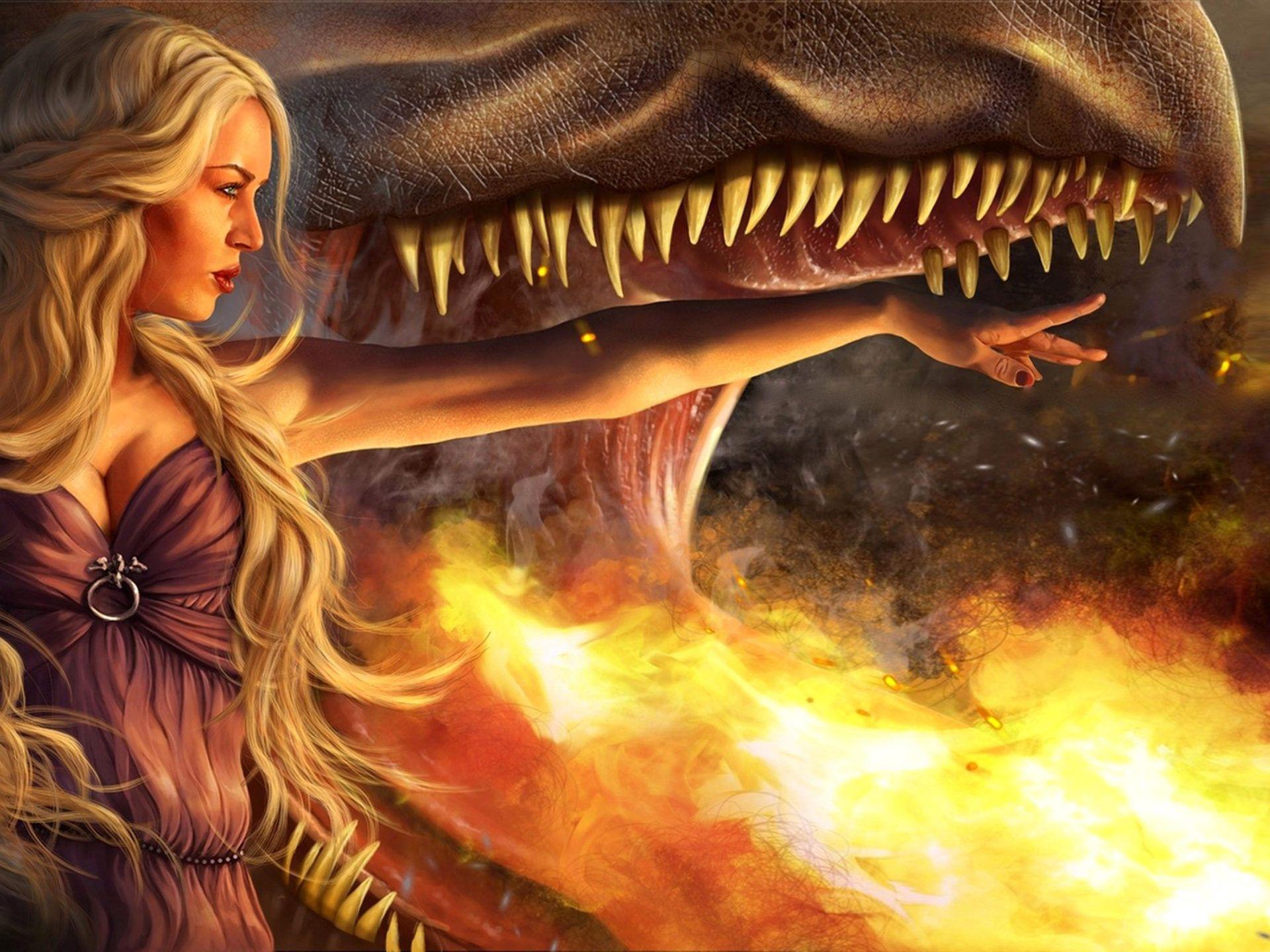 Game Of Thrones Daenerys Targaryen Blue Girl Princess and Dragon