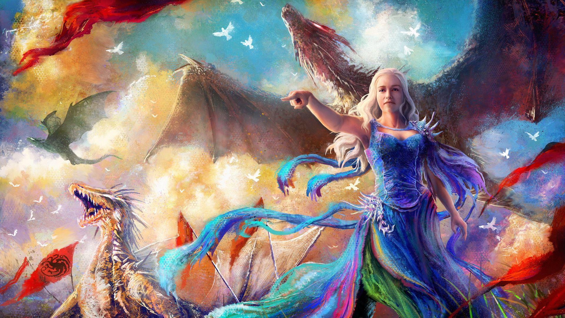 Download 1920x1080 Wallpaper Game Of Thrones, Daenerys, Dragon