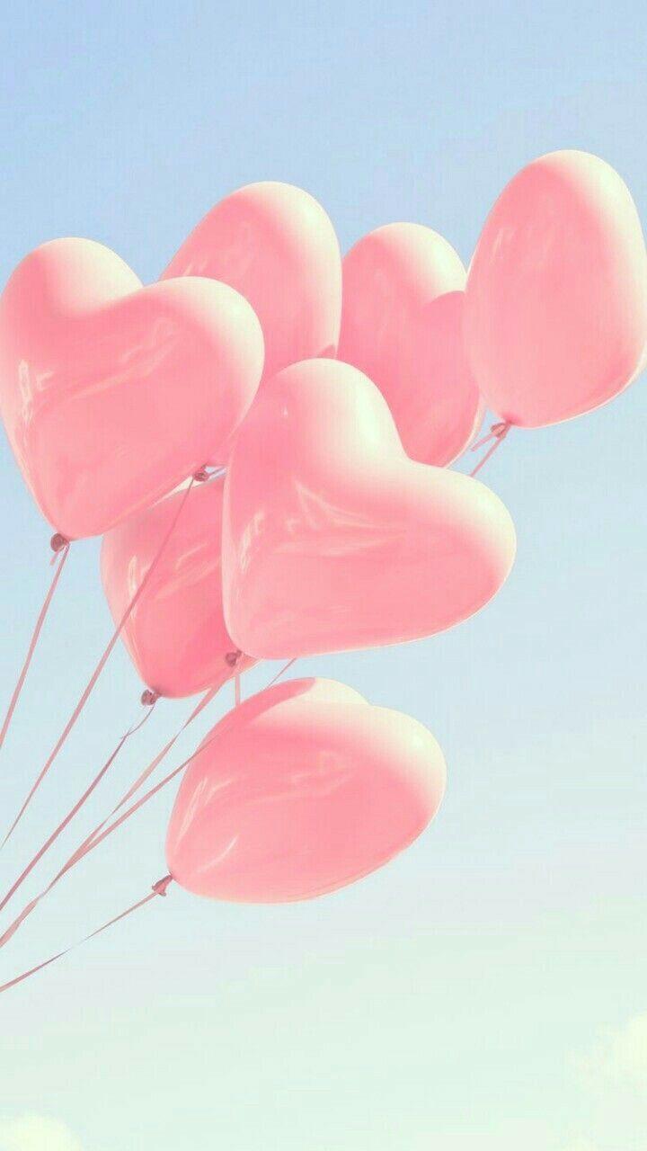 Pink heart balloons. Random. Heart balloons