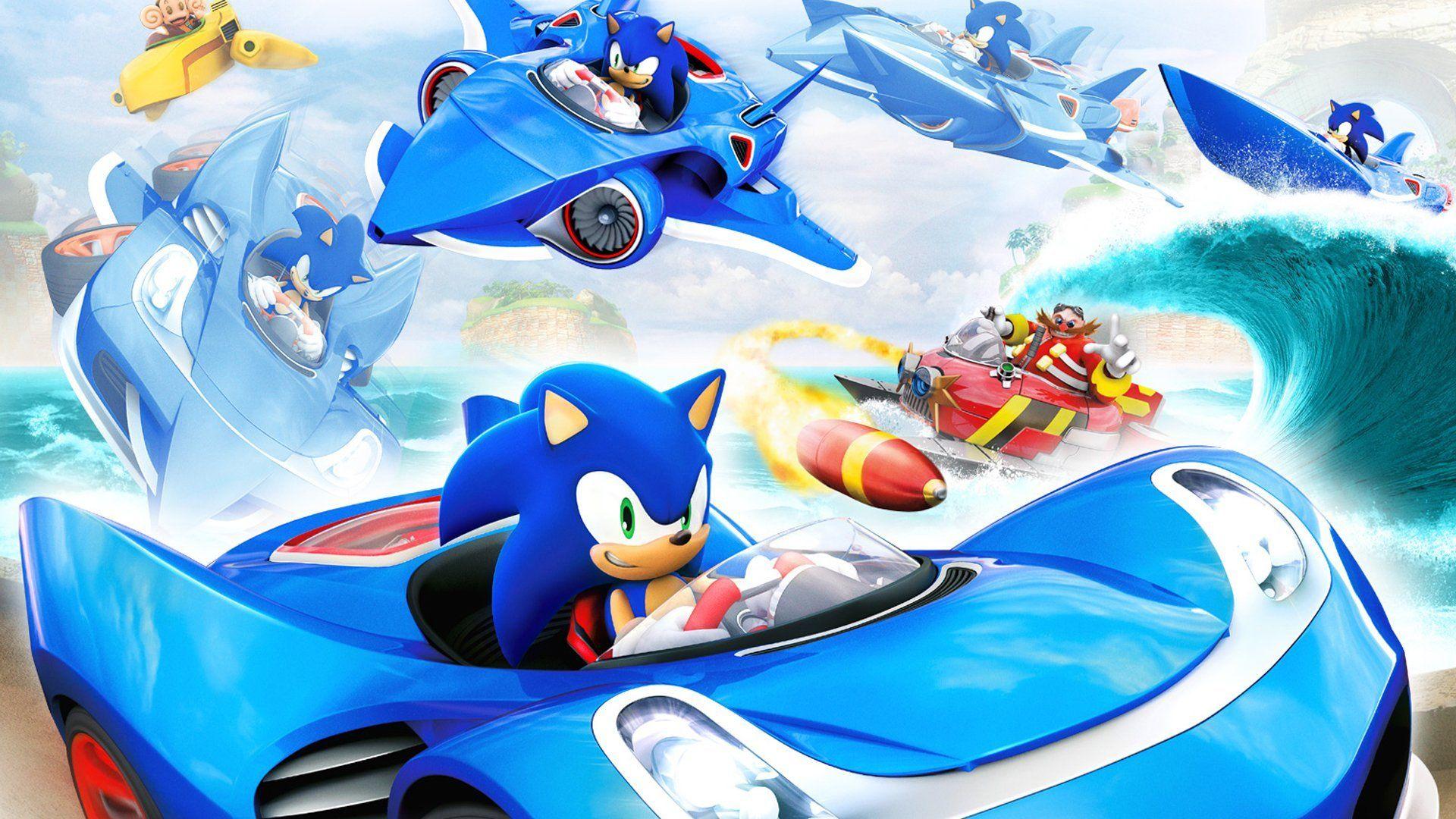 Sonic & All Stars Racing Transformed Sonic Boat Machine Plane Wave