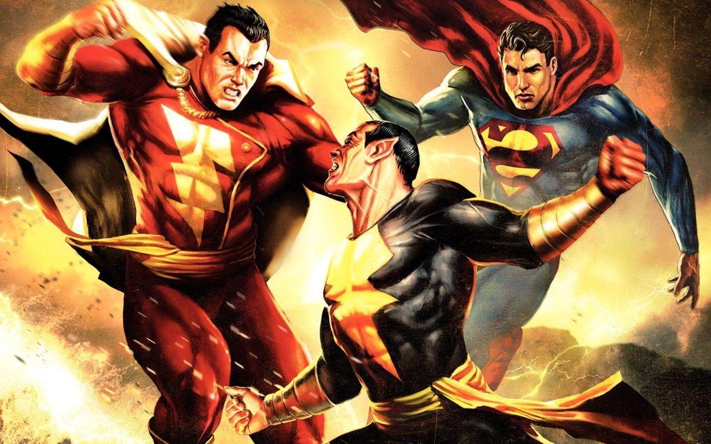 superman captain marvel captain atom black adam shazam dc comics