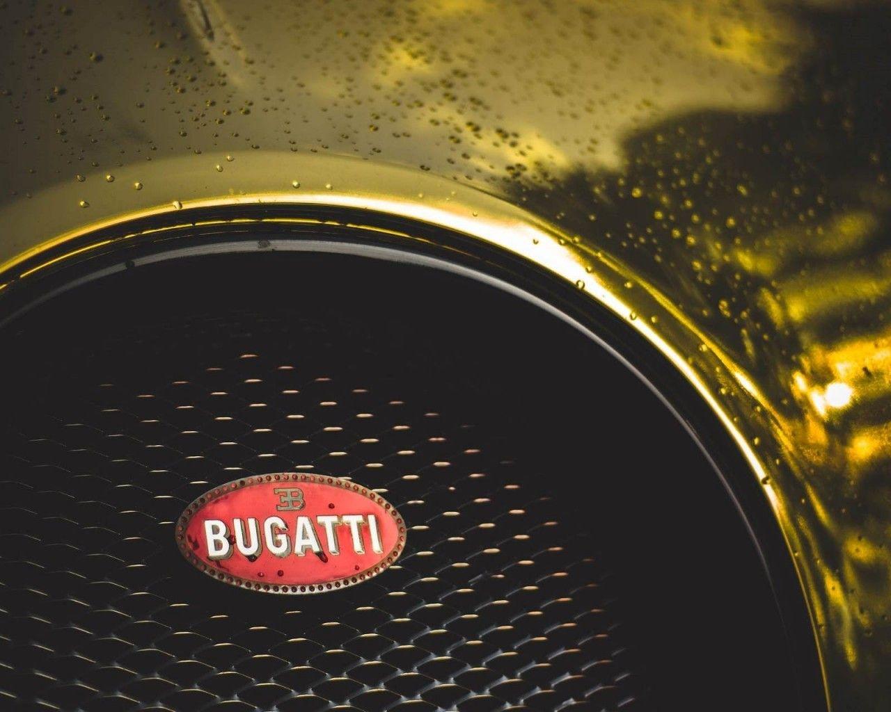 Download 1280x1024 Bugatti Logo, Water Drops, Supercar, Cars