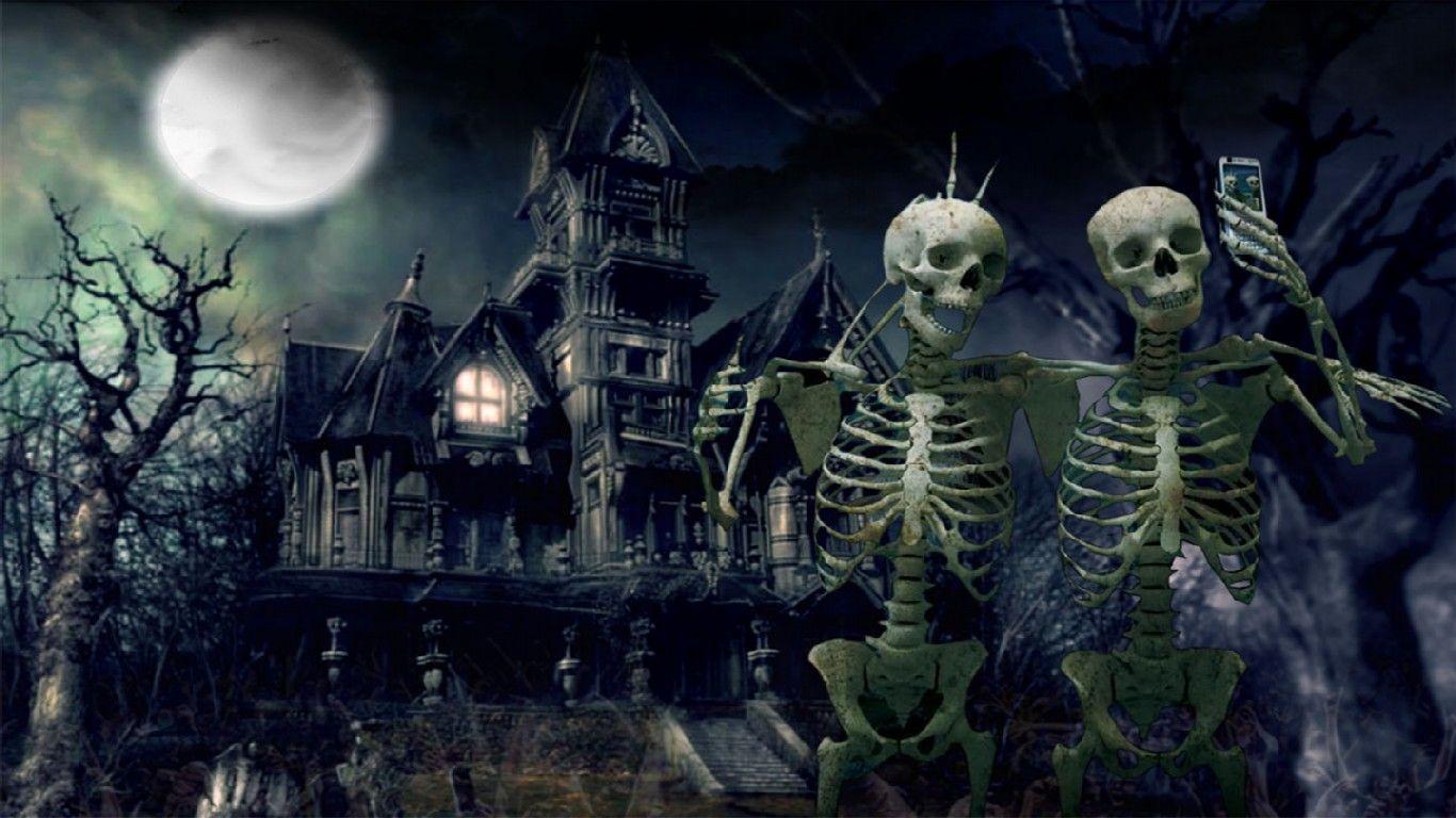 Haunted House With Skeletons HD Wallpaper, Haunted HD Wallpaper, 3D