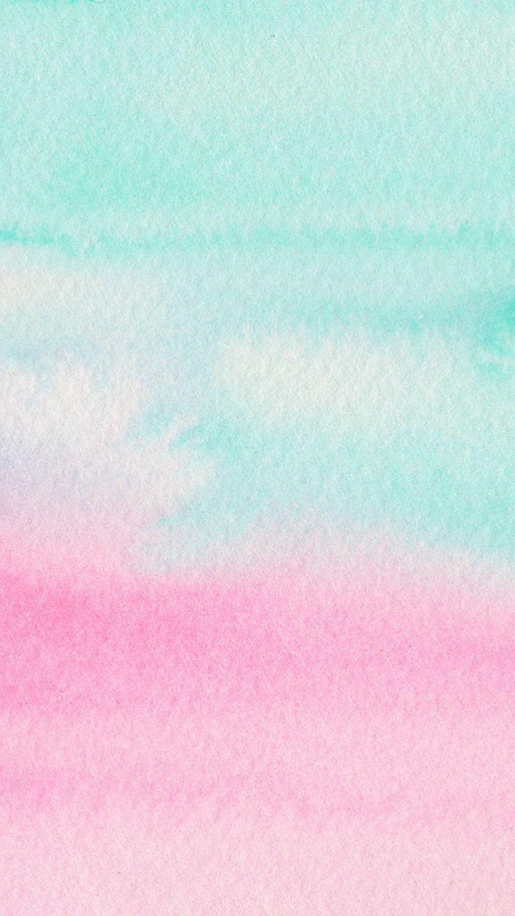 Mint and Pink watercolour iPhone wallpaper. Wallpaper in 2018