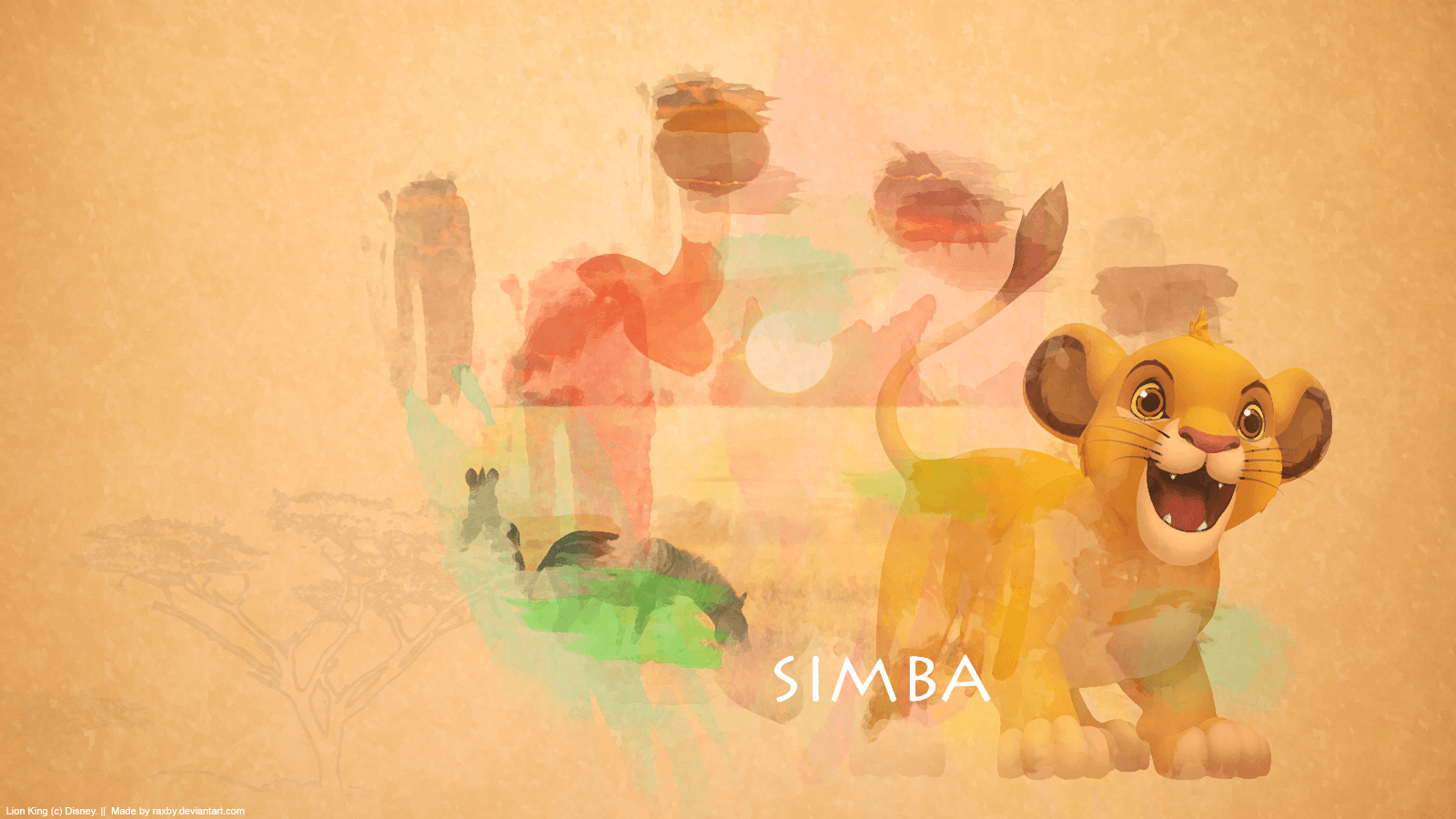 Simba Watercolour Wallpaper