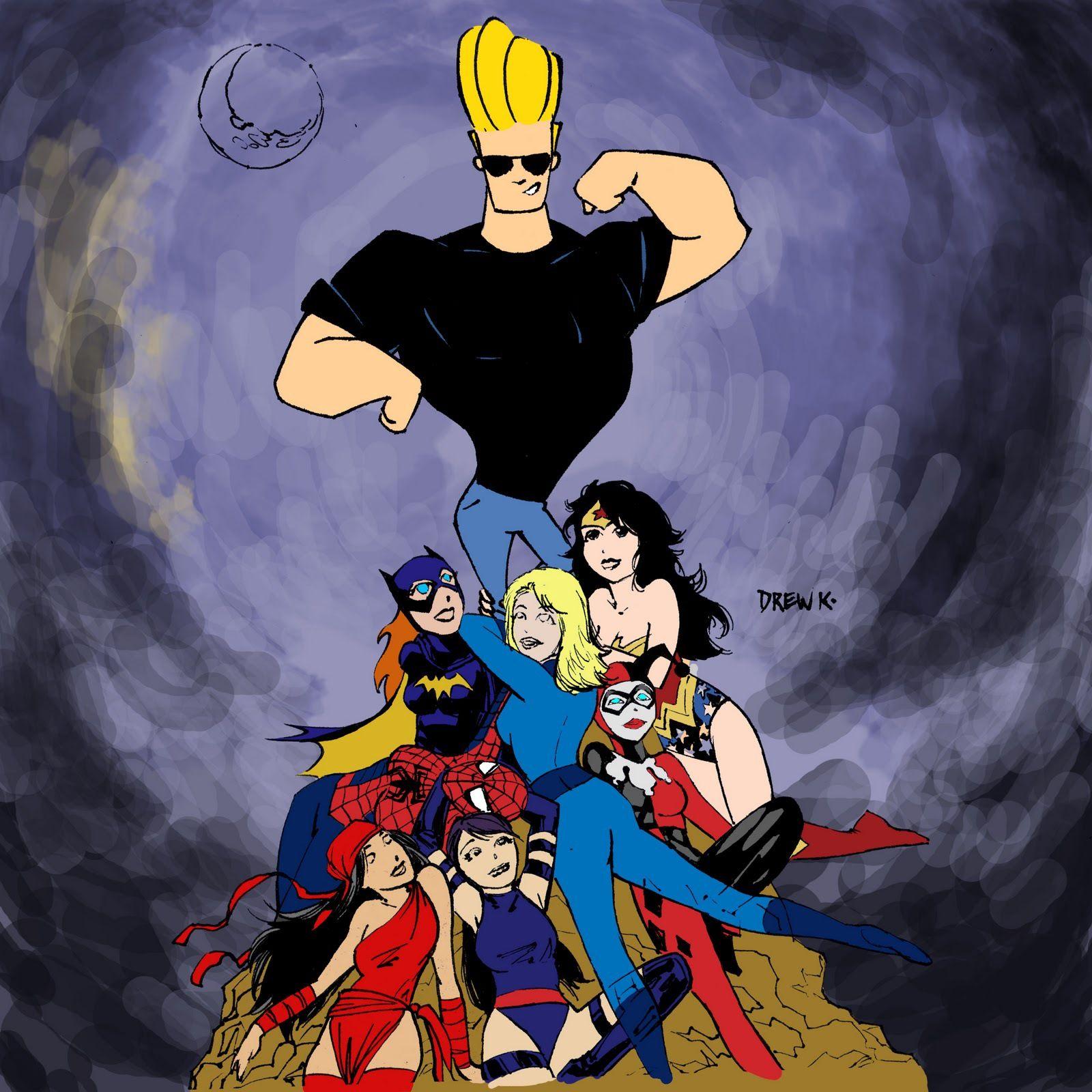 Johnny Bravo and his babes wallpaper and image