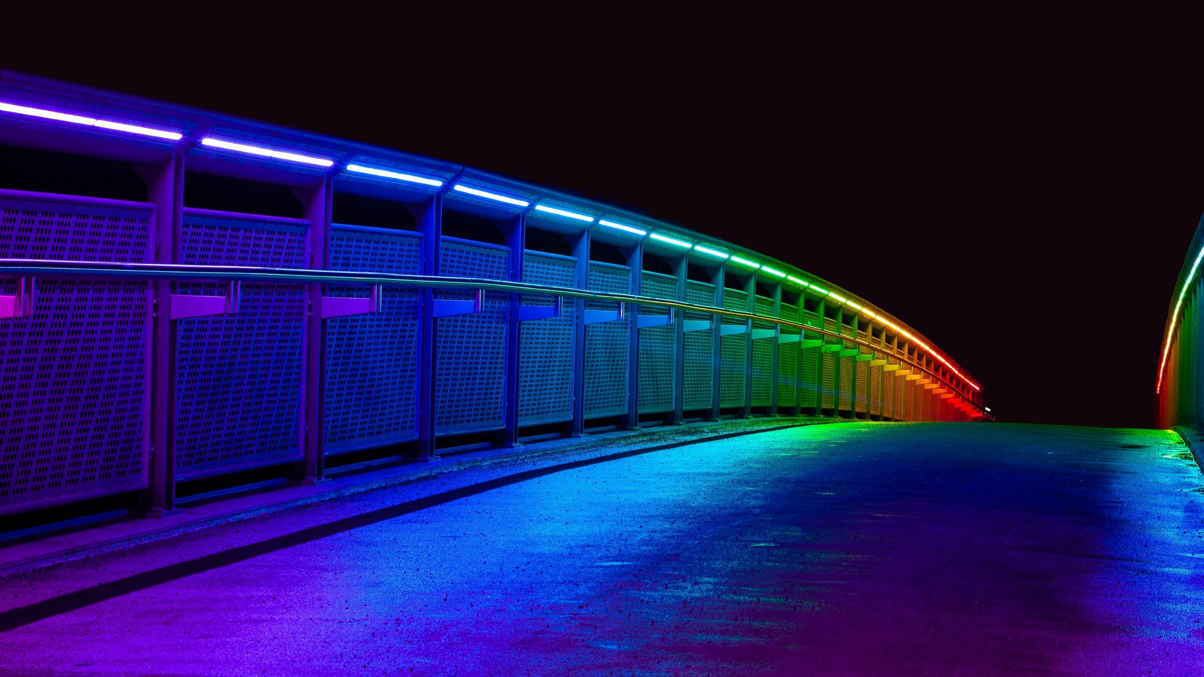 Multicolor Illumination On The Bridge Wallpaper. Wallpaper Studio