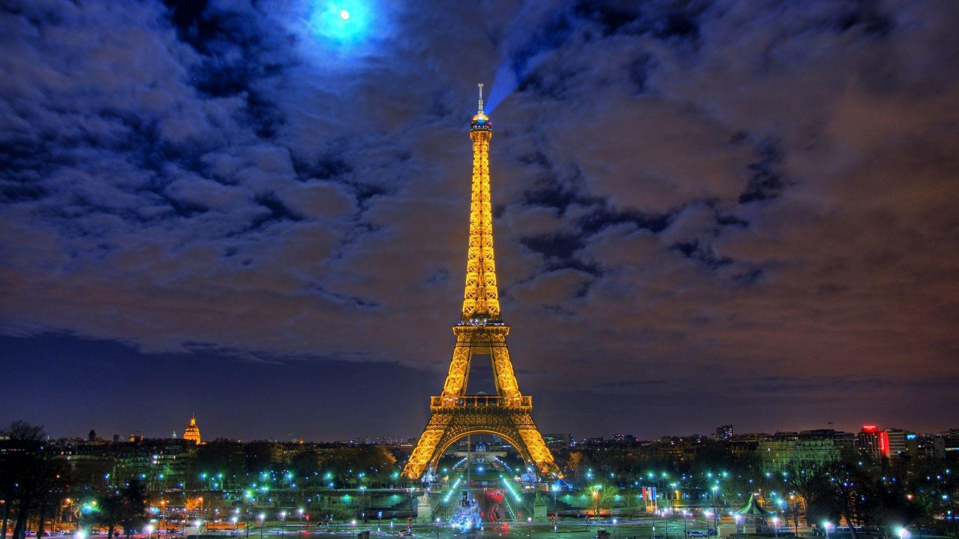 Full HD Wallpaper eiffel tower illumination amazing sky paris france