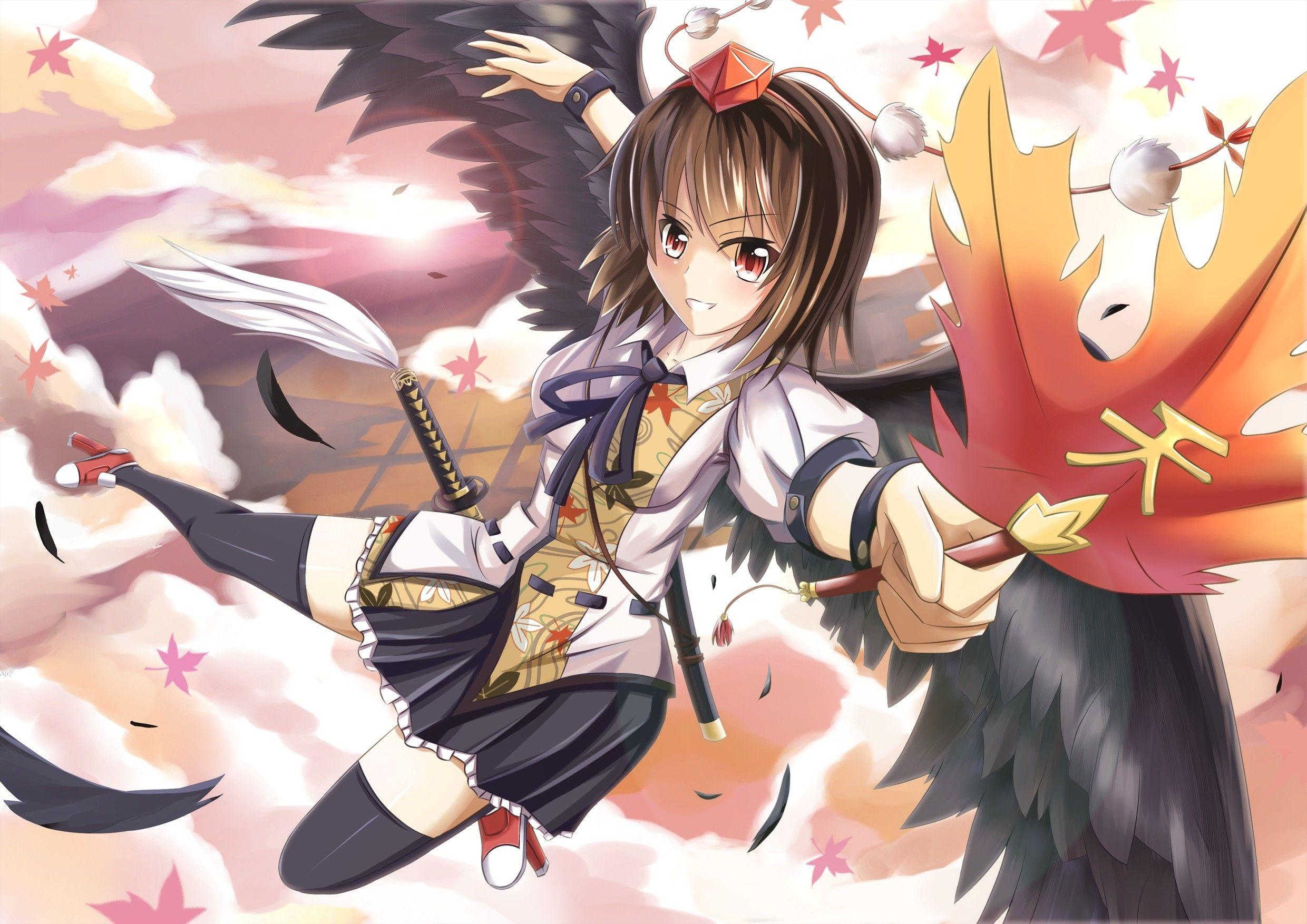 Touhou, wings, Shameimaru Aya, anime girls