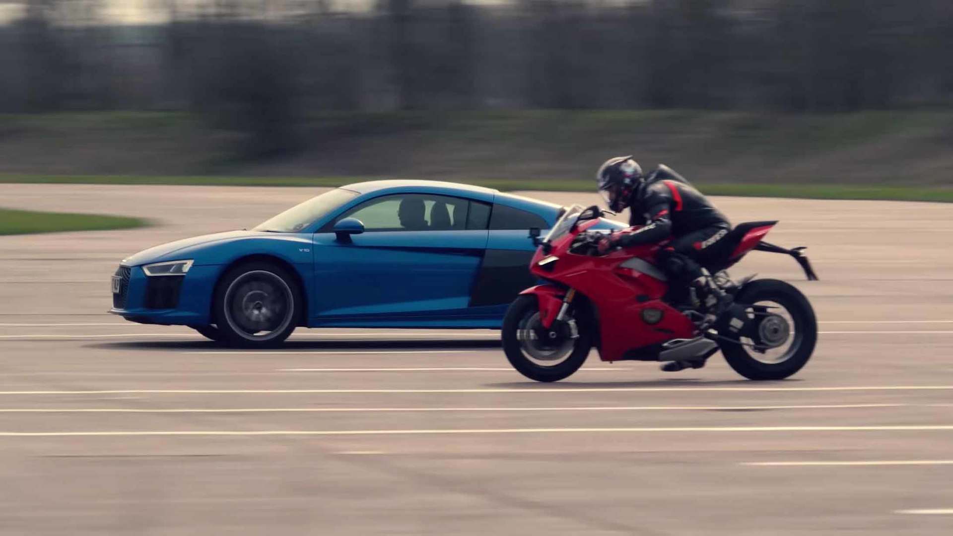 Audi R8 Pitted Against Ducati Panigale V4 In Drag Race