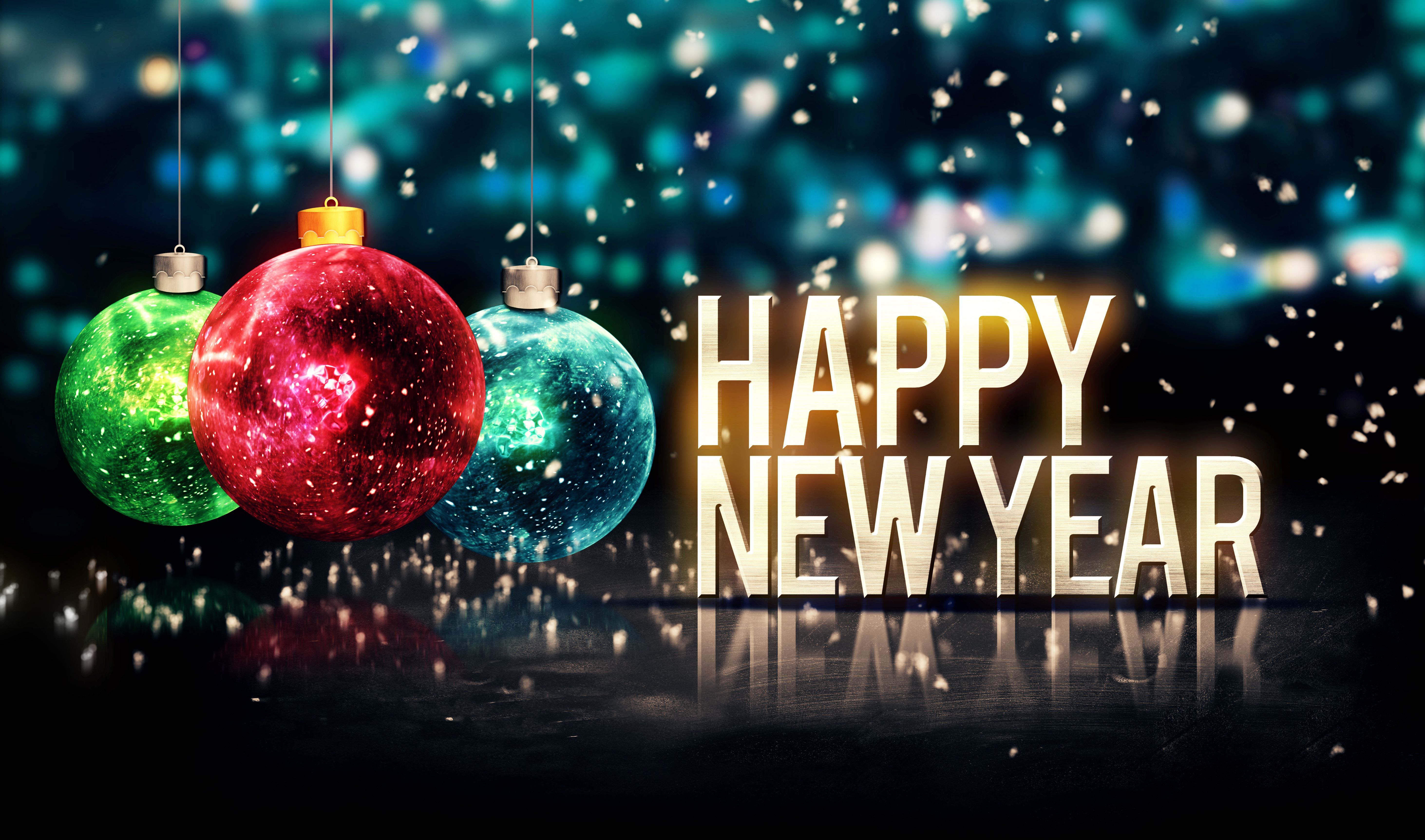 happy new year balls, glitter, bokeh, decoration, desktop. Happy new year wallpaper, Happy new year image, Happy new year wishes