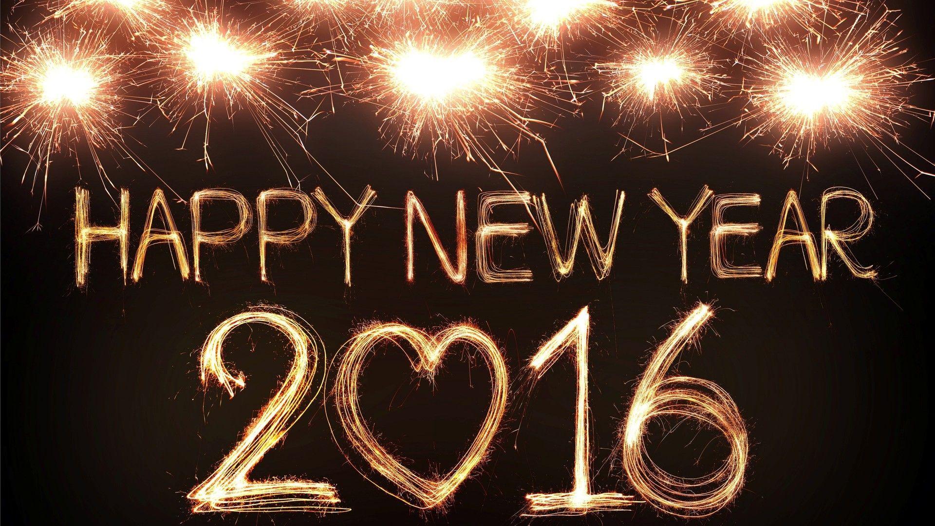 happy new year 2016. Golden fireworks New Year 2016