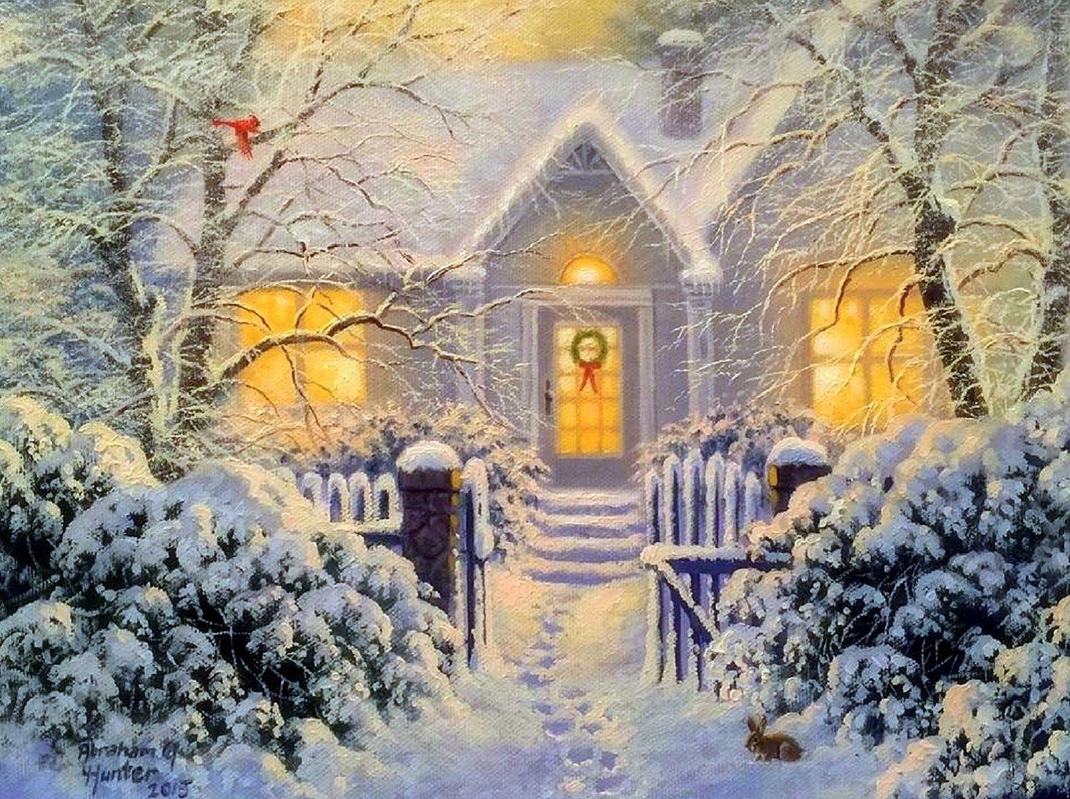 House At Christmastime Artistic House Artistic, christmas, house, snow