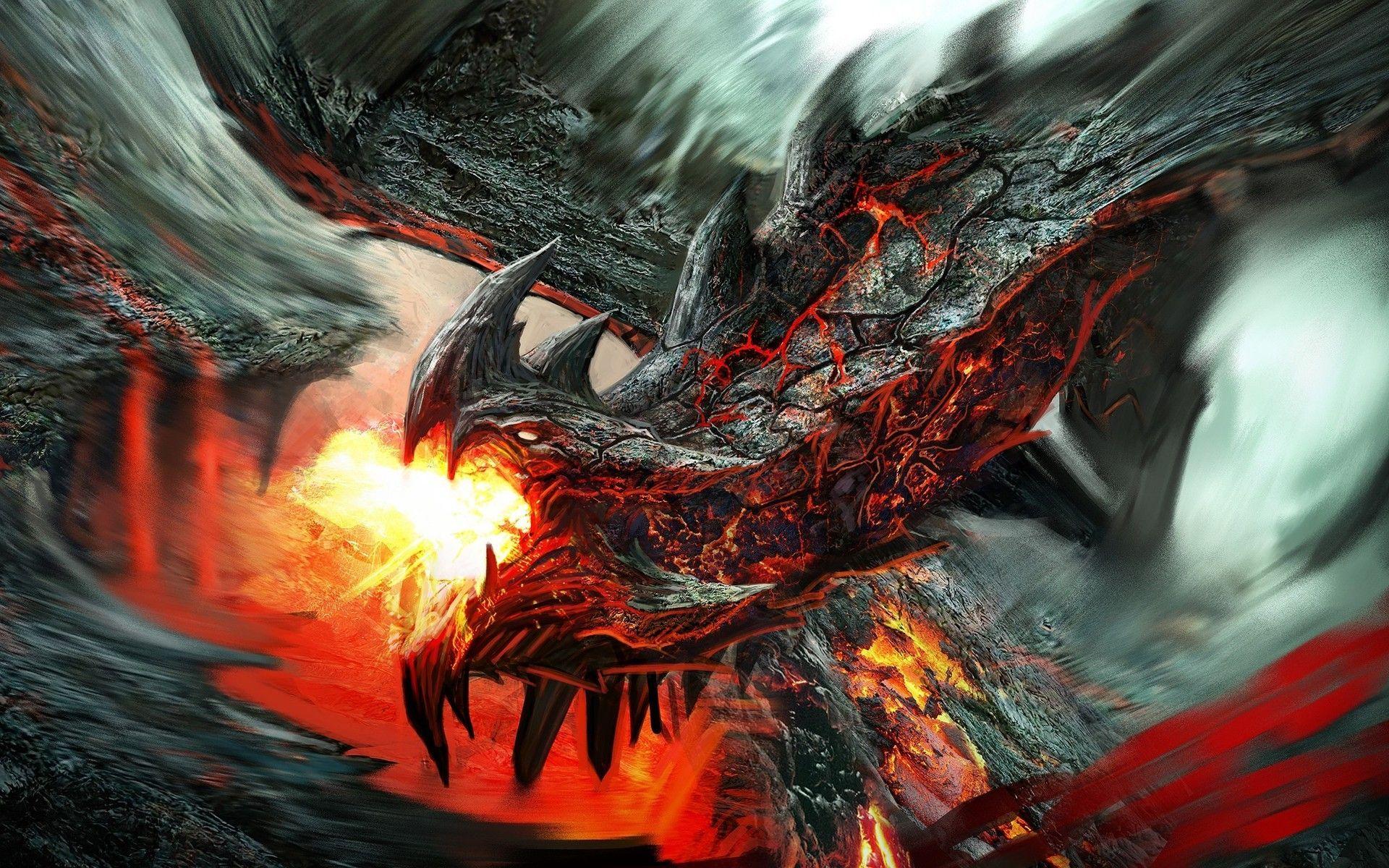 Fire breathing lava dragon Wallpaper. Dragon picture, Fantasy dragon, Cool dragons