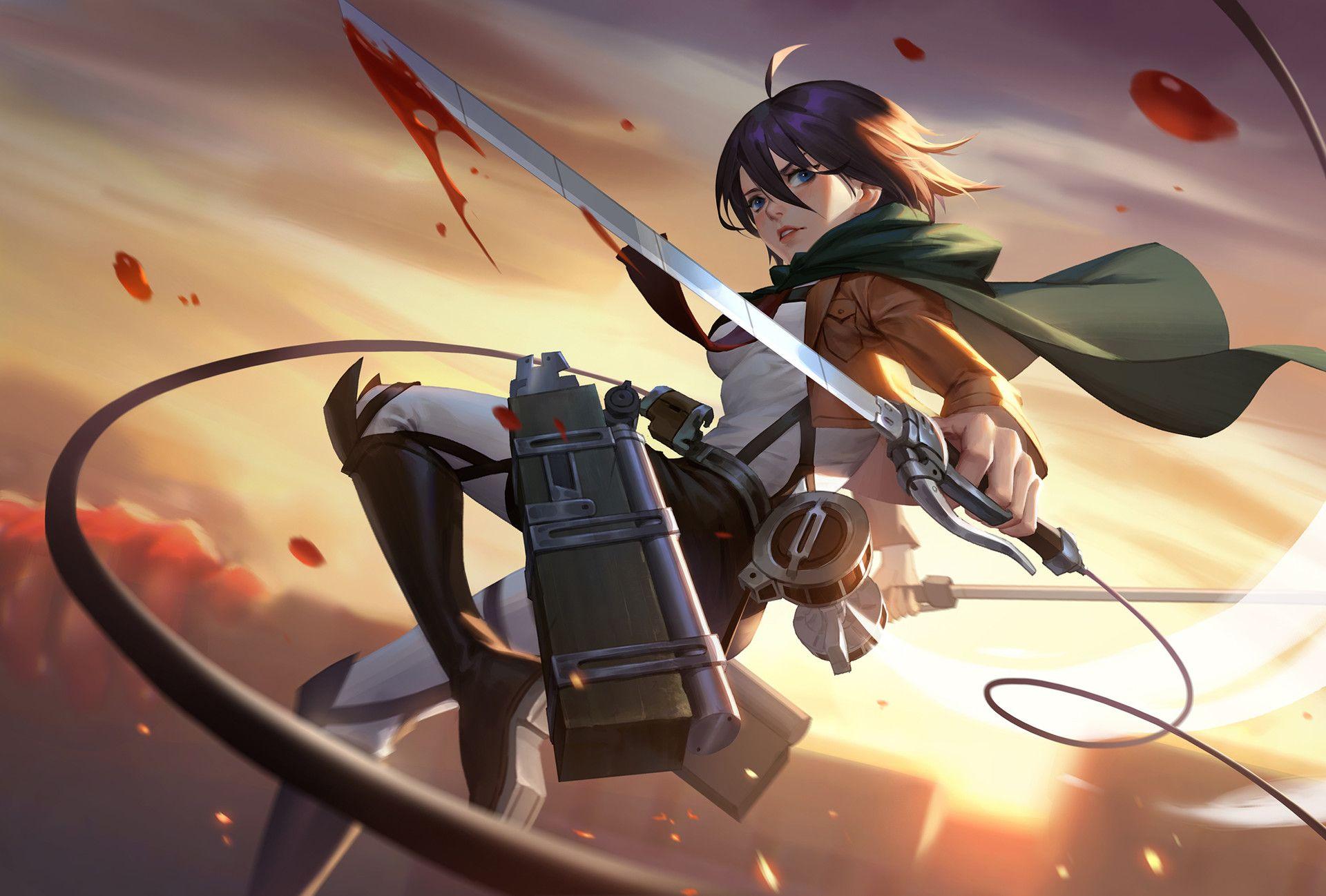 sword, #warrior, #Shingeki no Kyojin, #Mikasa Ackerman wallpaper
