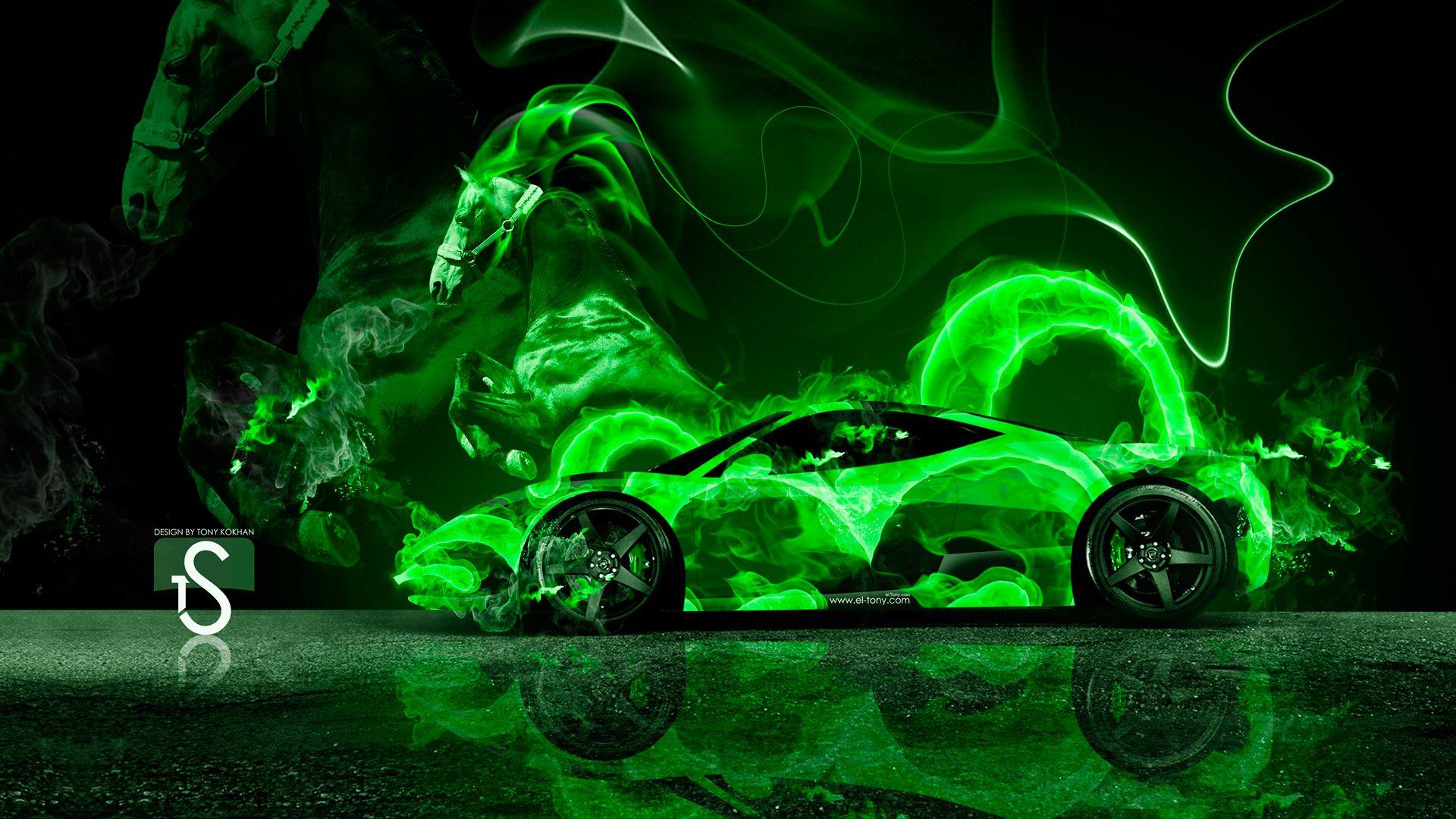 Ferrari Green Fire Horse Car 2014 HD Wallpaper Design By Tony