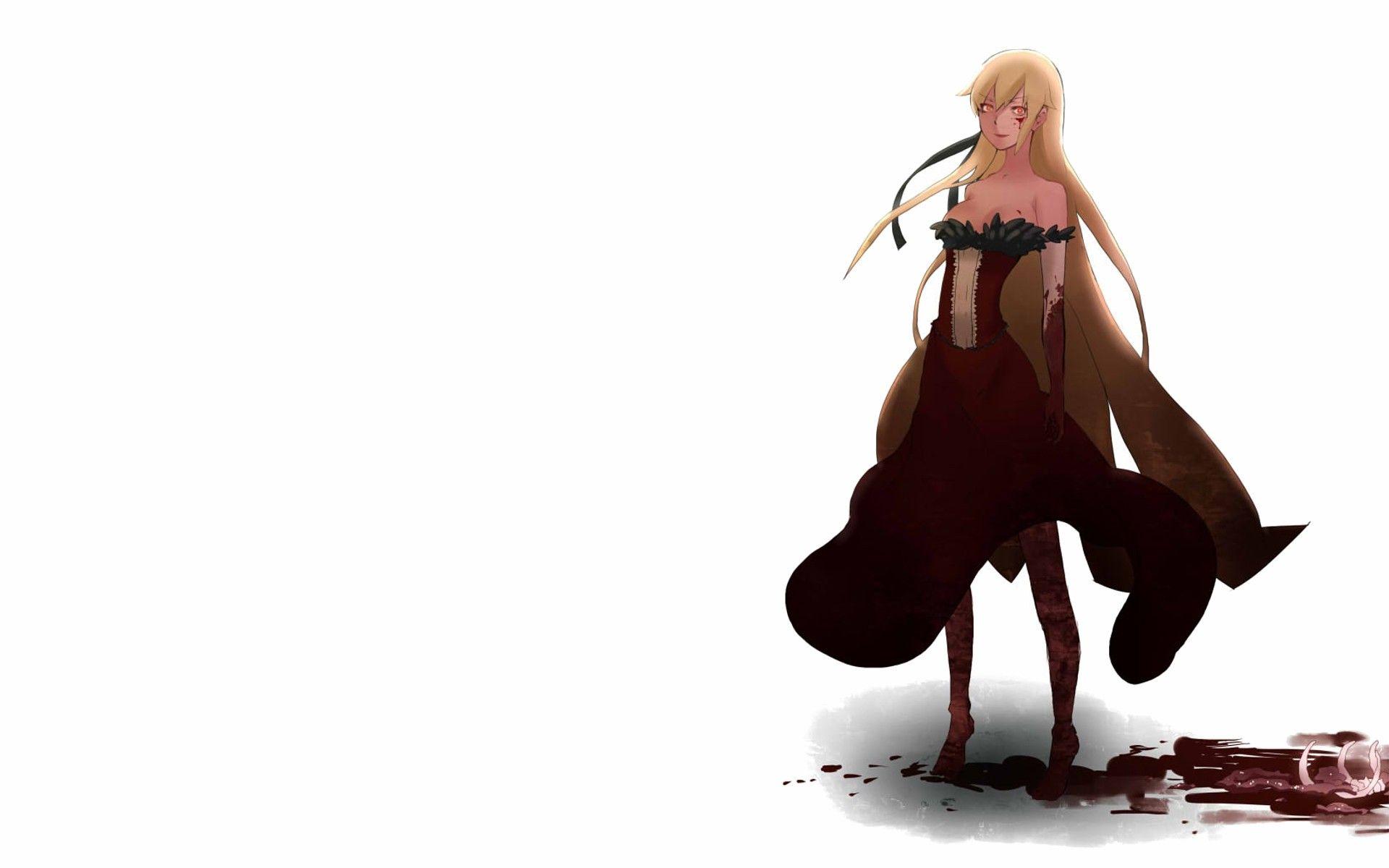 Bakemonogatari, Oshino Shinobu, simple background, Monogatari series