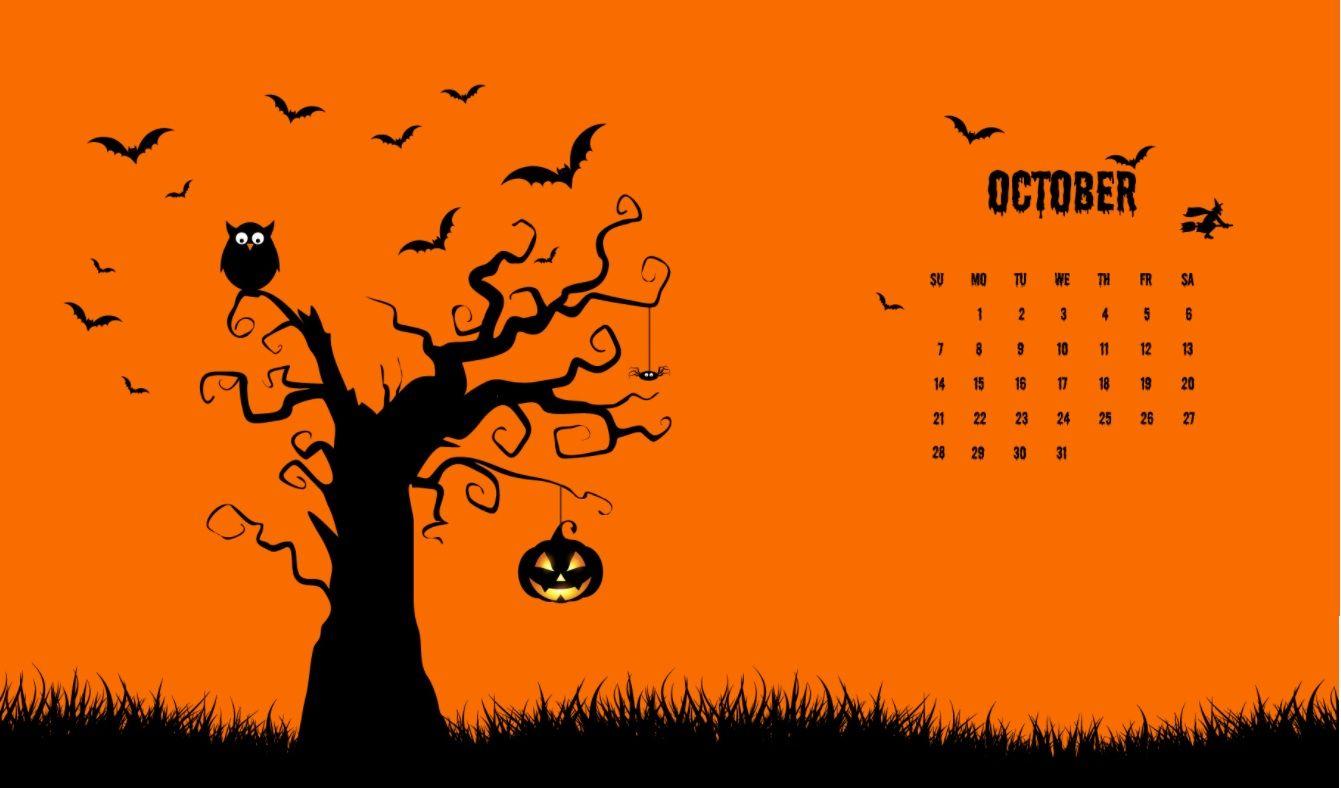 October 2018 Halloween Calendar Wallpaper. ᴡᴀʟʟᴘᴀᴘᴇʀs