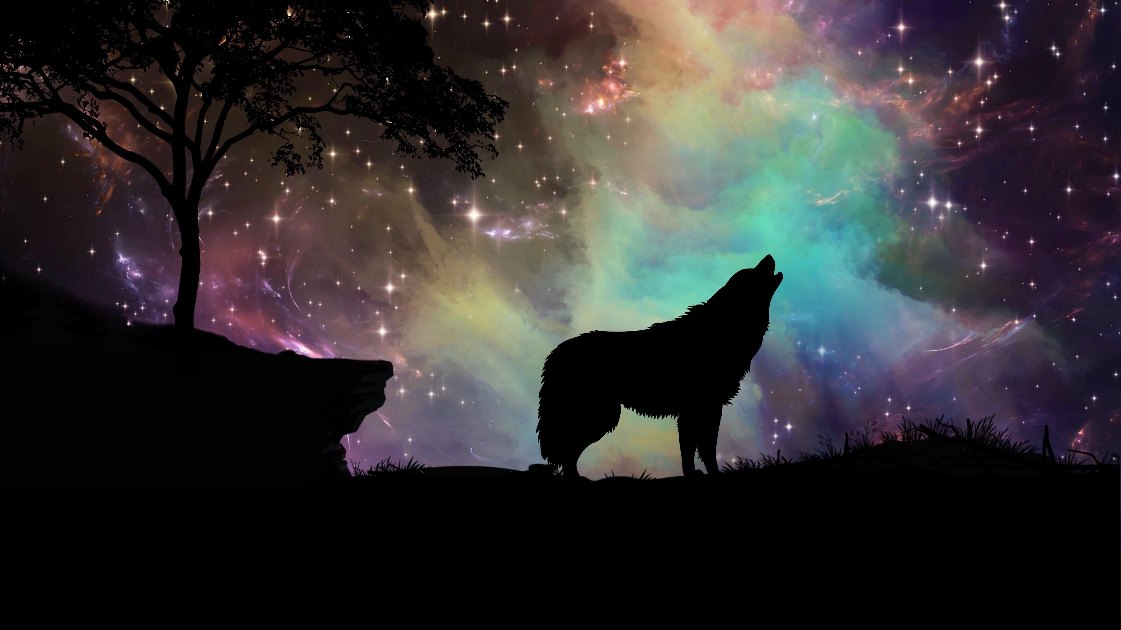 Wolf Howling Art 4K UltraHD Wallpaper. Wallpaper Studio