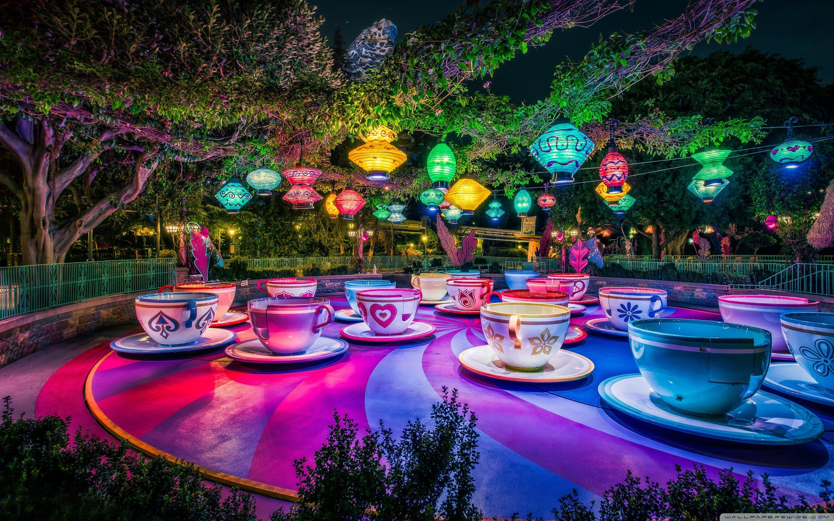 Disneyland, Theme parks, Trees, Lantern, Cup, California, Colorful HD Wallpaper / Desktop and Mobile Image & Photo