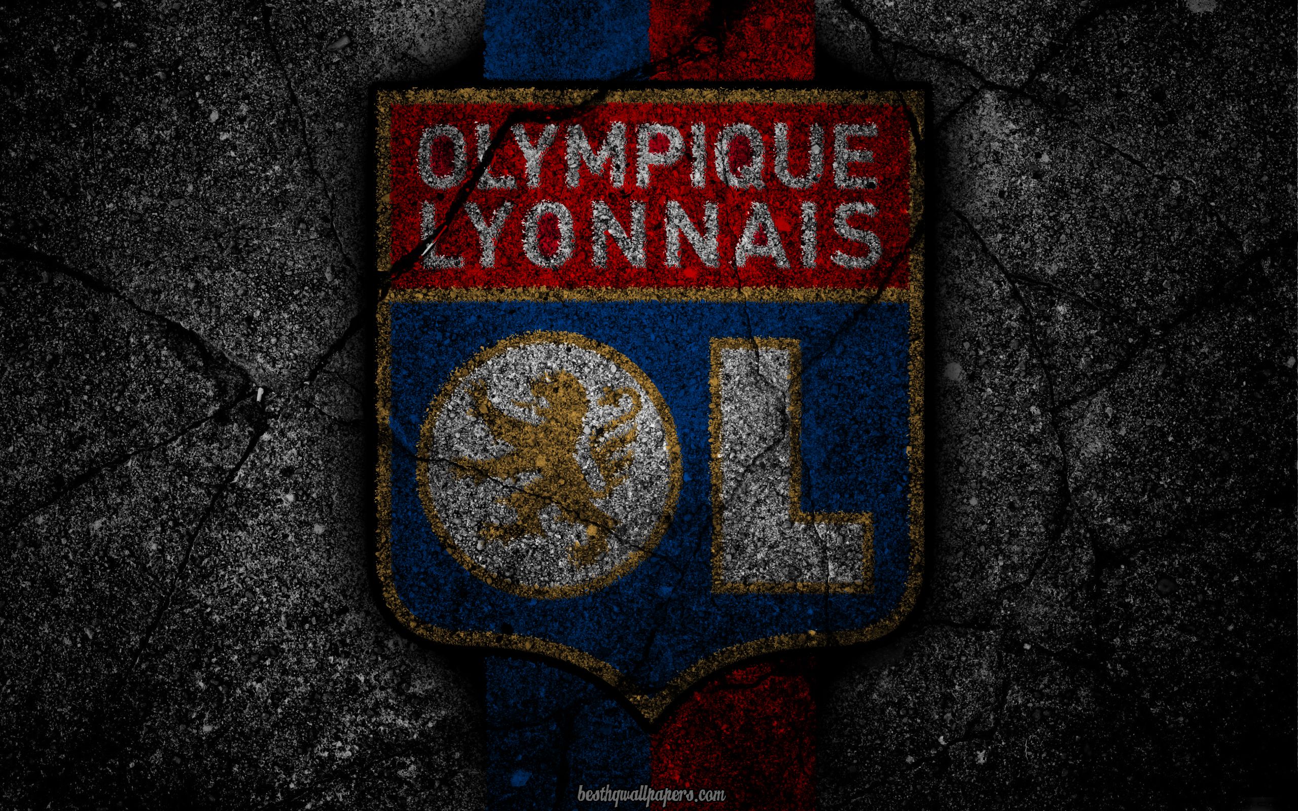 Download wallpaper Lyon, logo, art, Olympique Lyon, Liga soccer