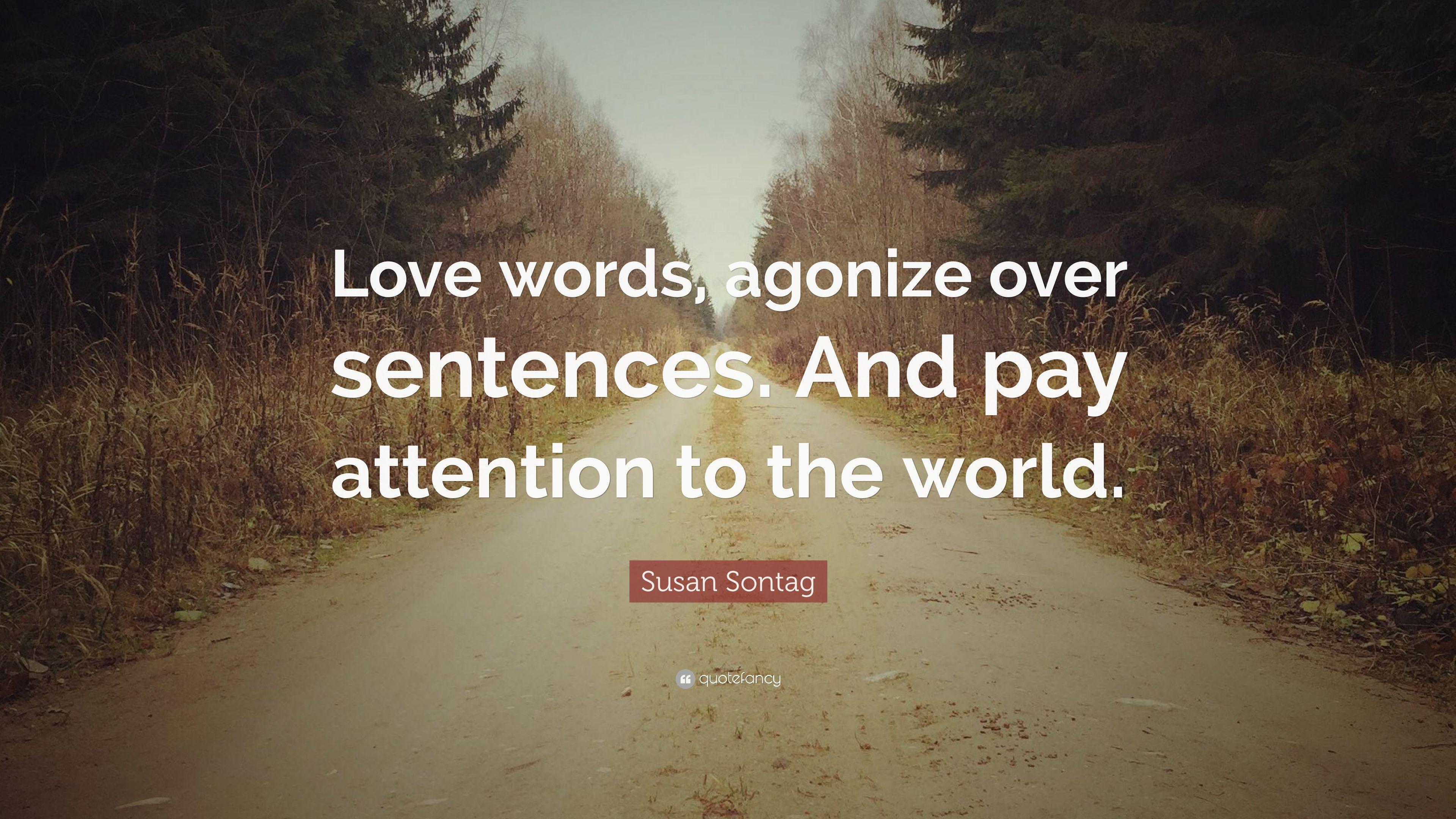 Susan Sontag Quote: “Love words, agonize over sentences. And pay