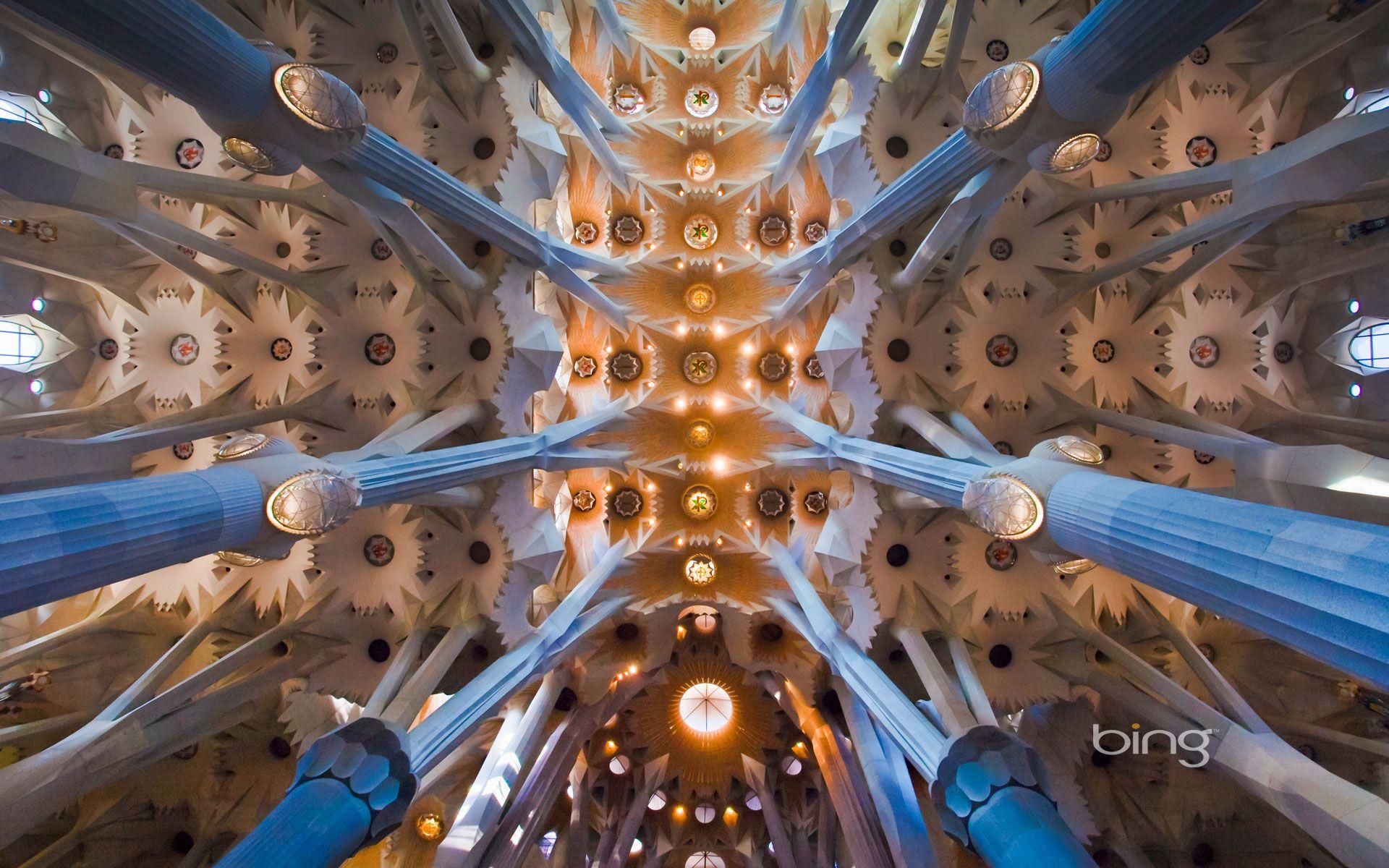 Ceiling of the Sagrada Família in Barcelona, Spain © Jose Fuste