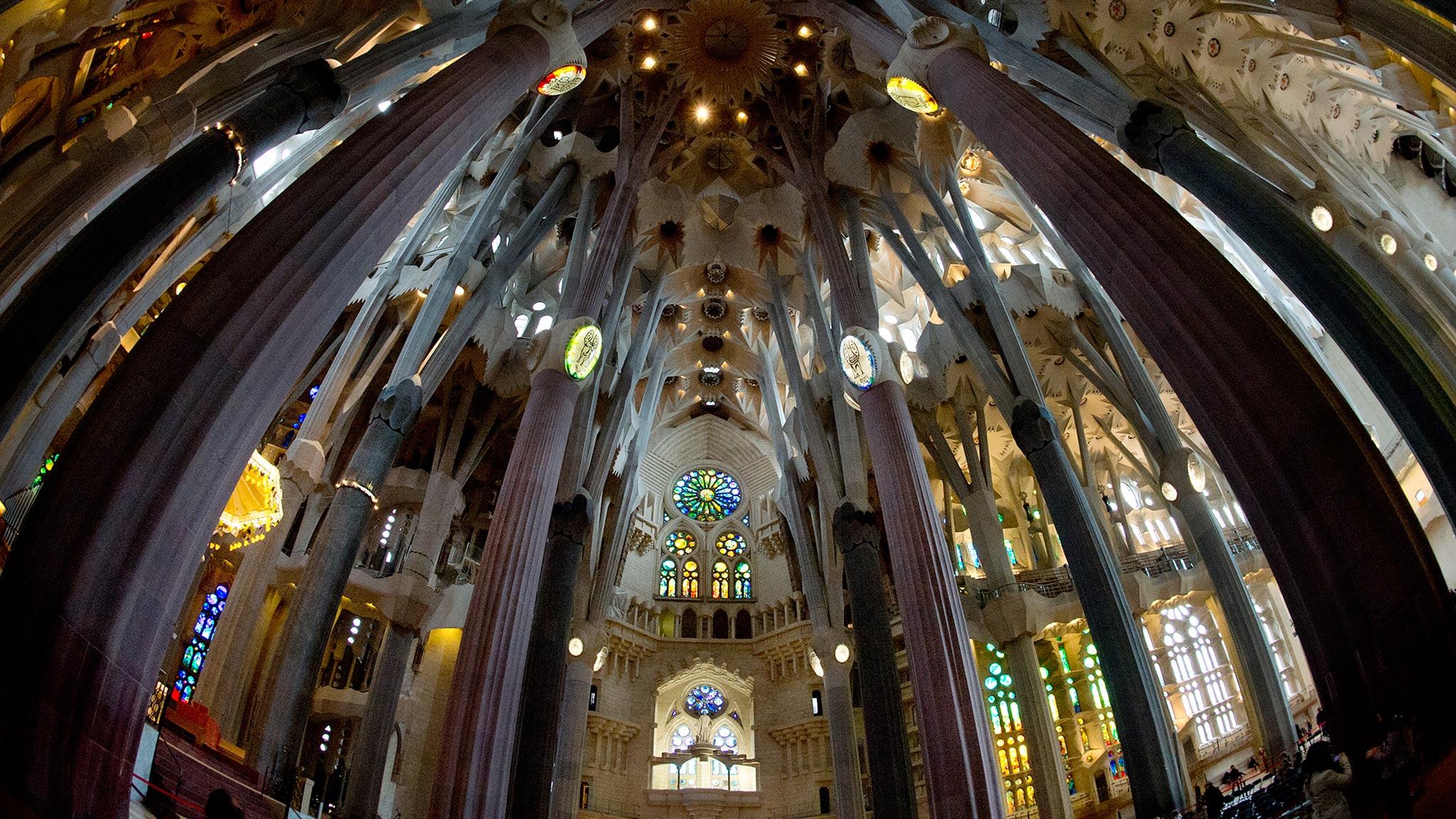 Sagrada Família Interior's Eye View: Barcelona, Spain