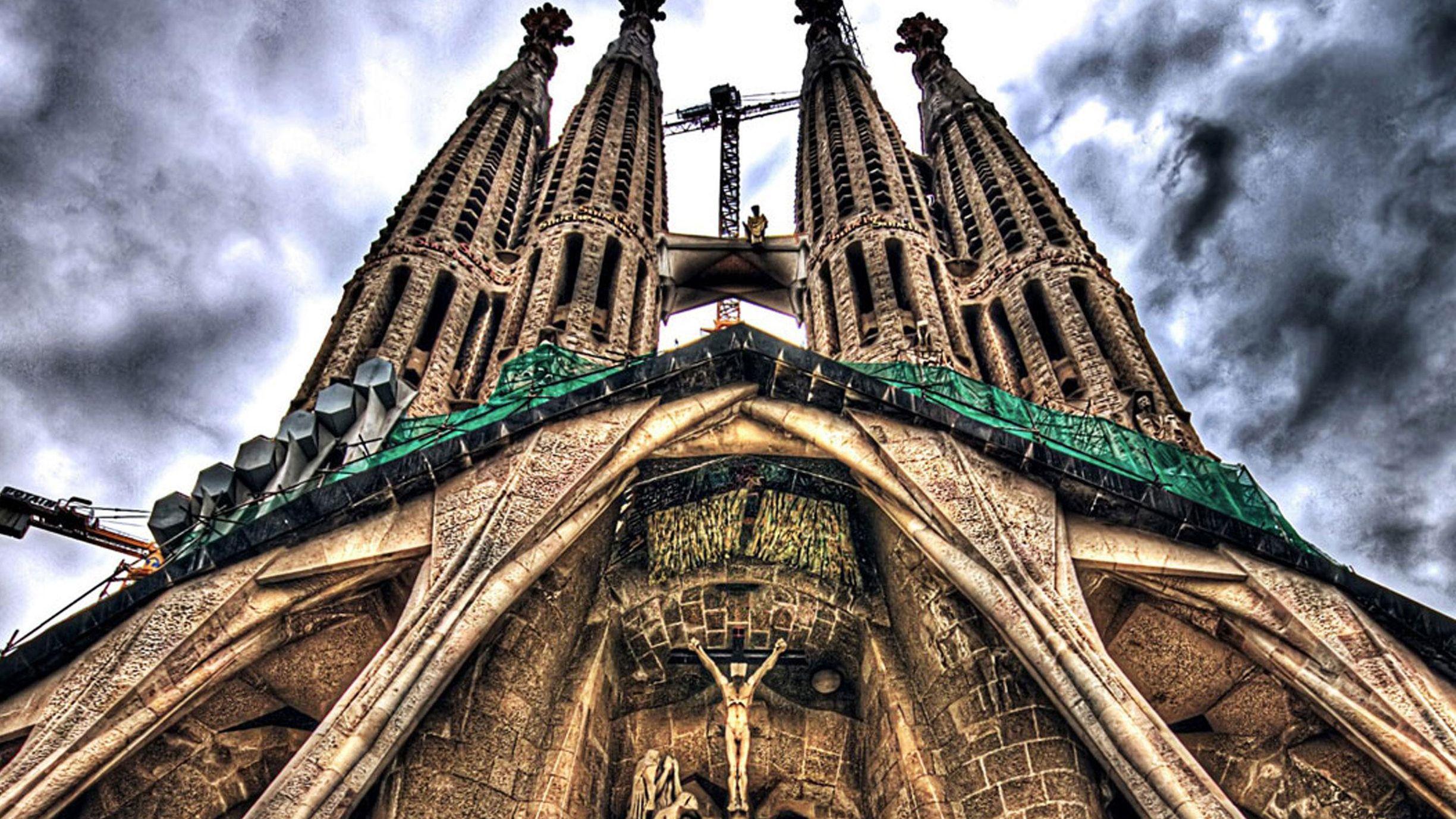 Barcelona, Spain, Close up of Sagrada Familia