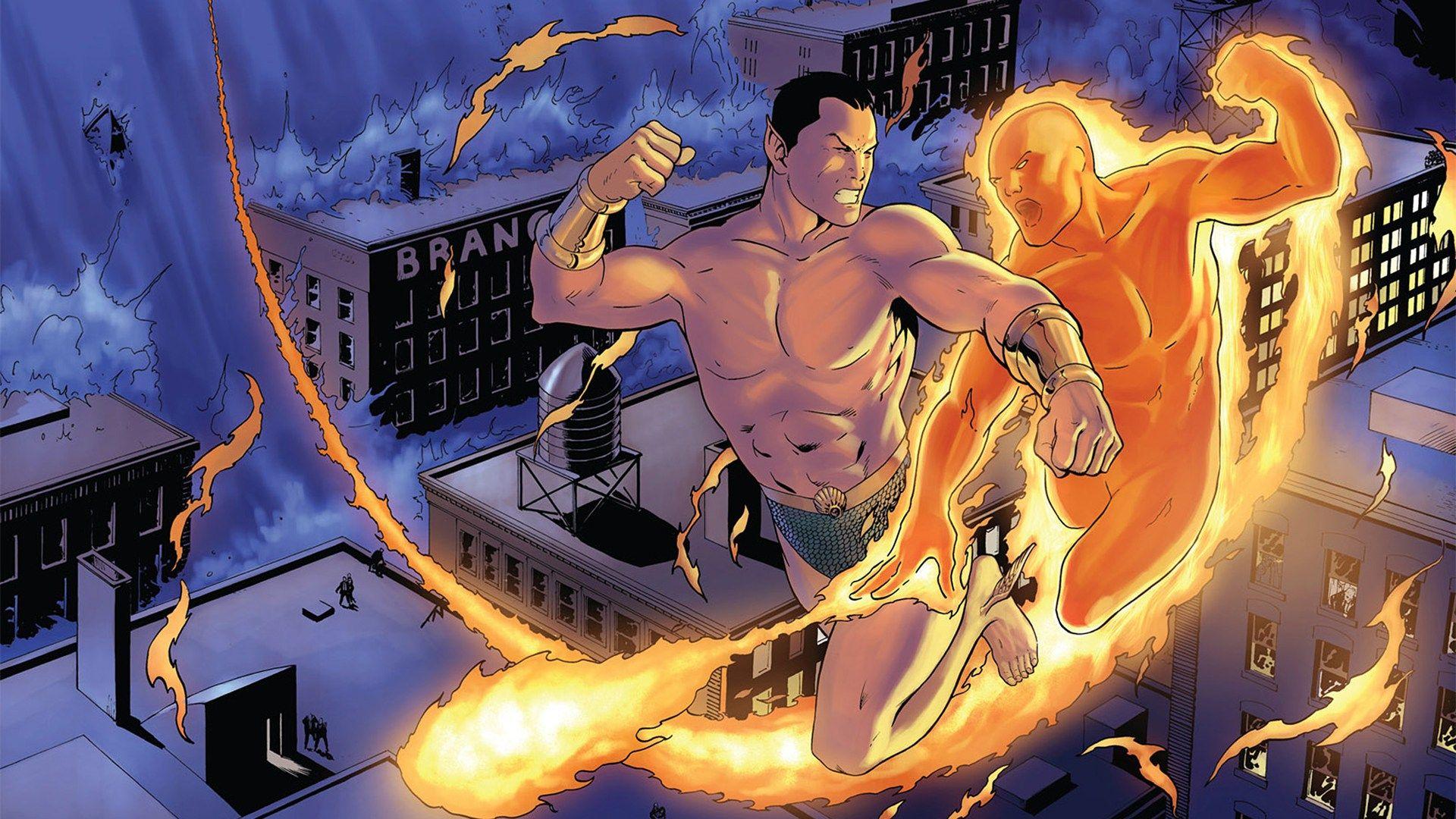 Fantastic Four, Human Torch (Johnny Storm), Marvel, Namor, Superhero