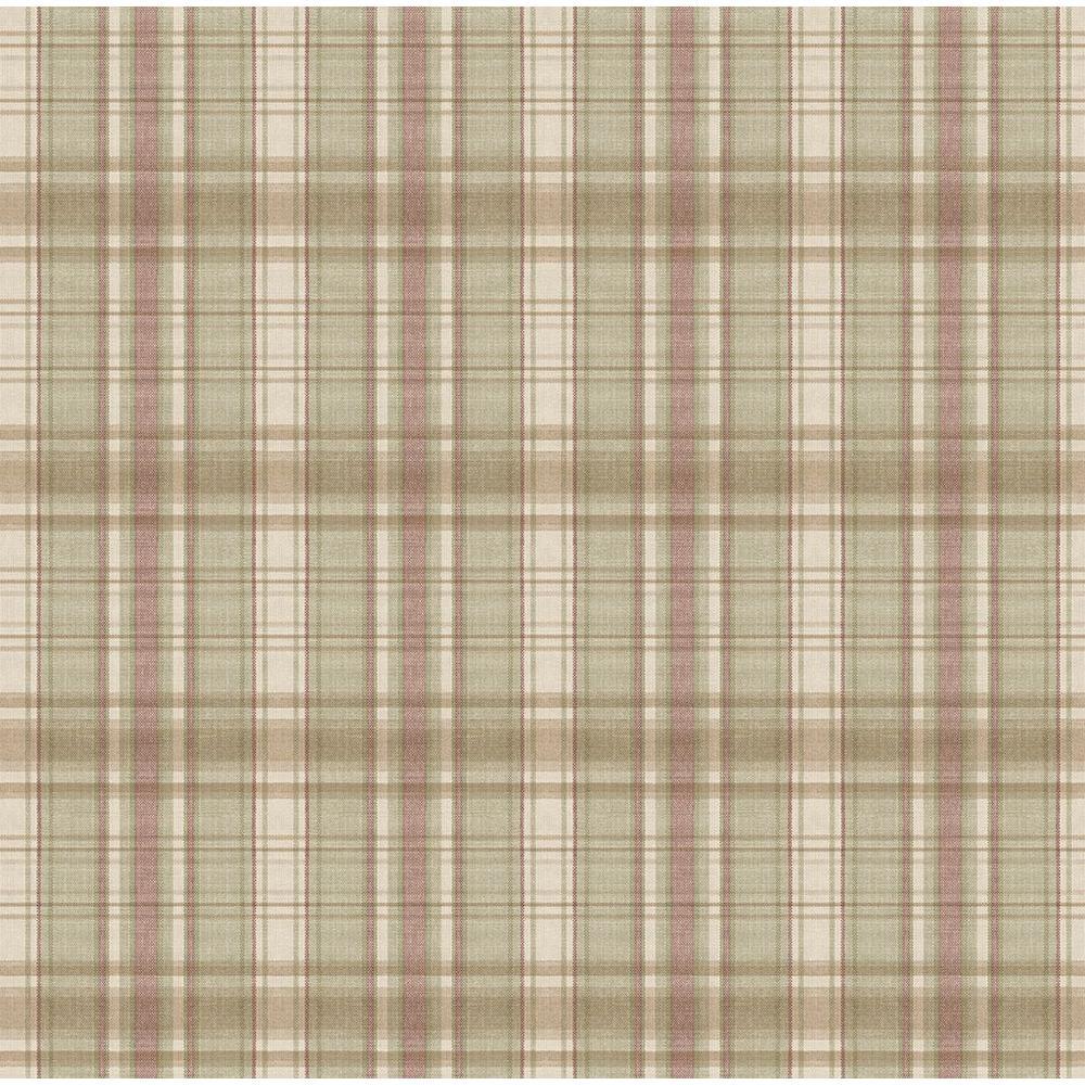 Chesapeake Sunny Sage Plaid Wallpaper CCB130418 Home Depot