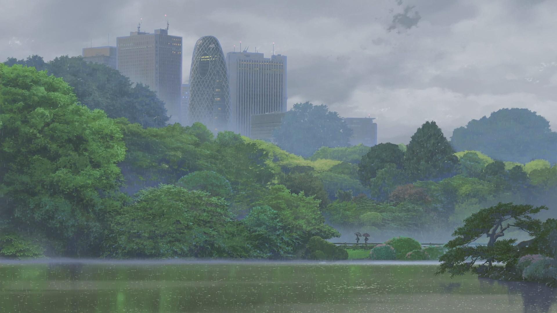 Rain makoto shinkai the garden of words wallpaper