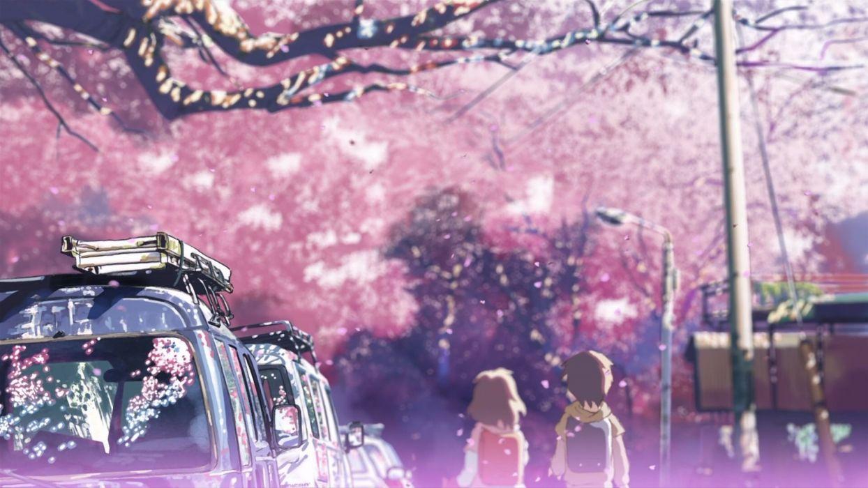 Cherry blossoms Makoto Shinkai 5 Centimeters Per Second wallpaper