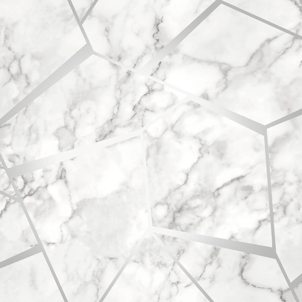 Tapet Marmor med grafiska metalliska detaljer i Silverå Tapeten