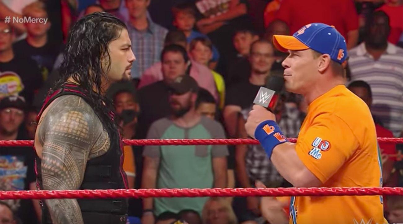 John Cena Roman Reigns Promo; Monday Night Raw; No Mercy