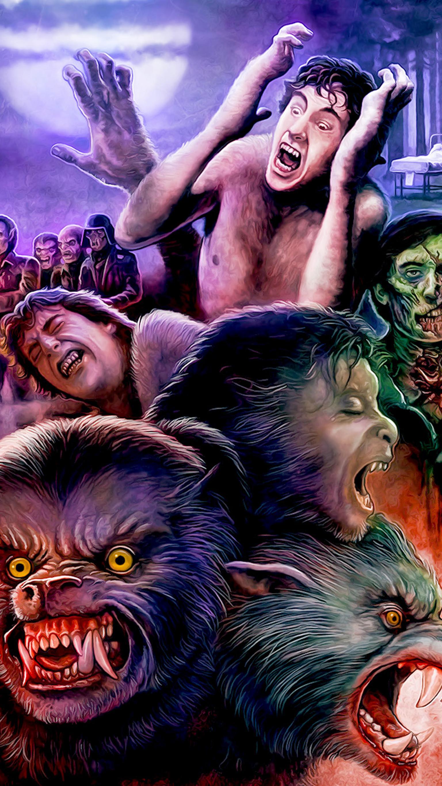 Ужасы вампиры и оборотни. Американский оборотень в Лондоне. An American Werewolf in London (1981) Постер.