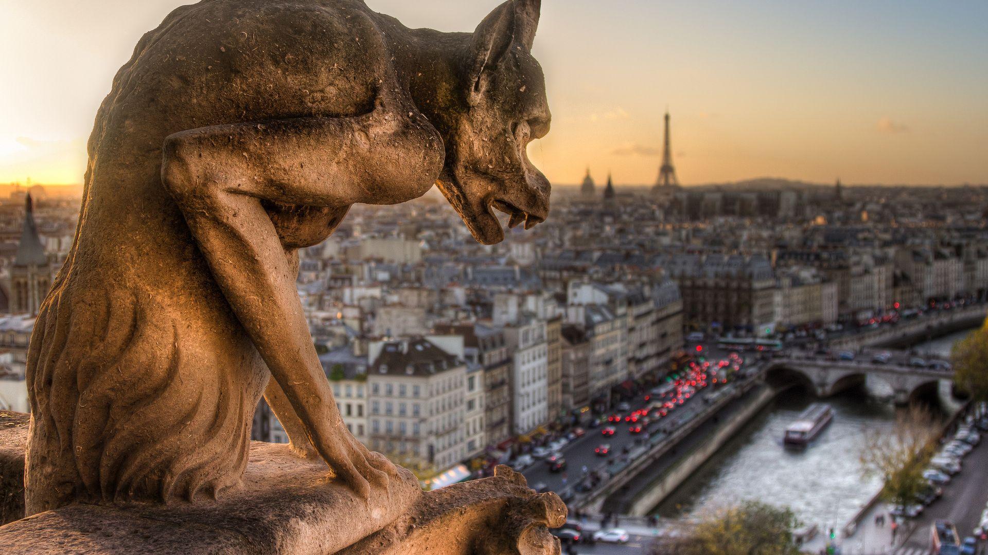 sculpture, the gargoyle, notre dame de paris, gargoyle