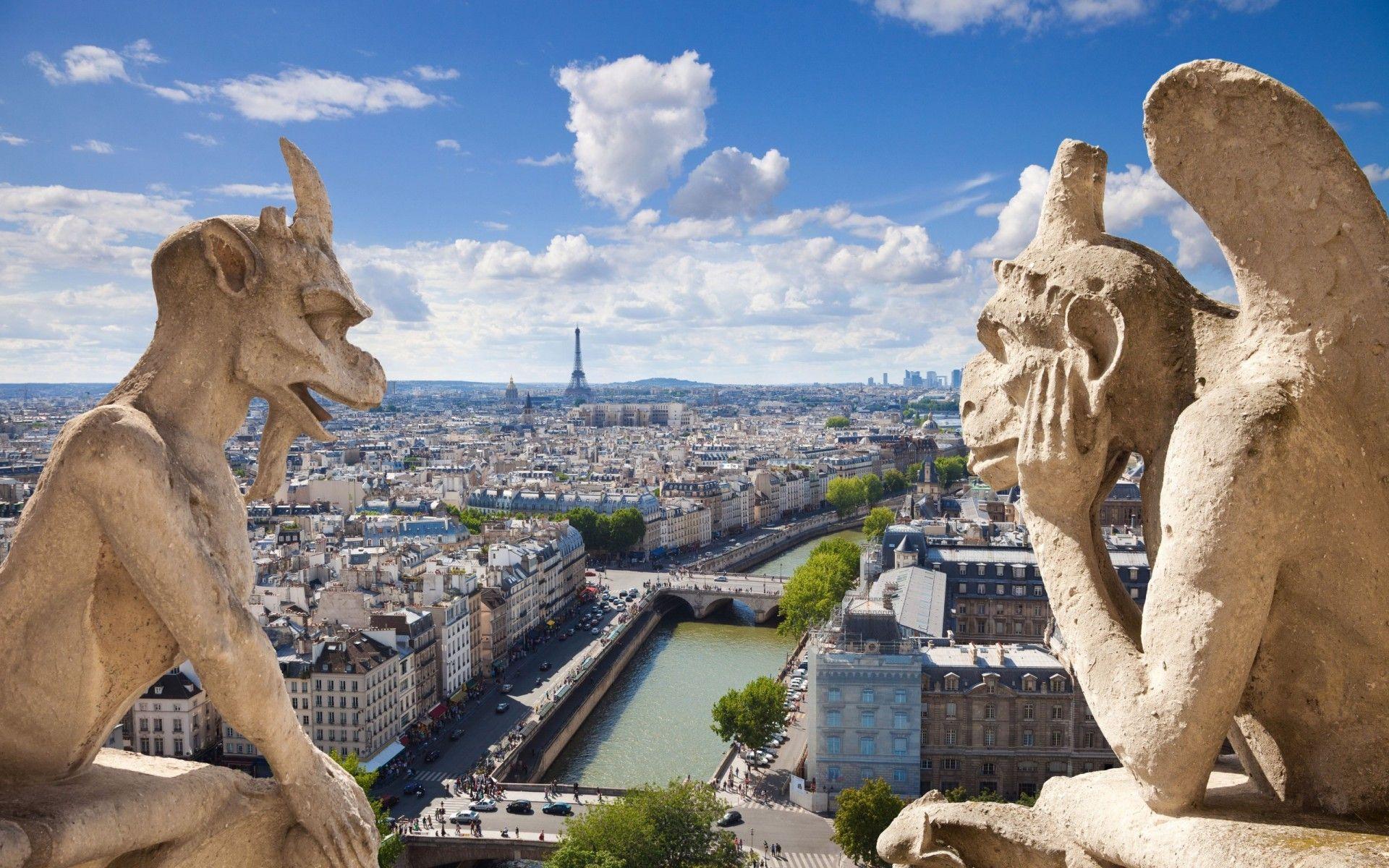 Notre Dame de Paris Gargoyles Gothic France HD Widescreen Wallpaper