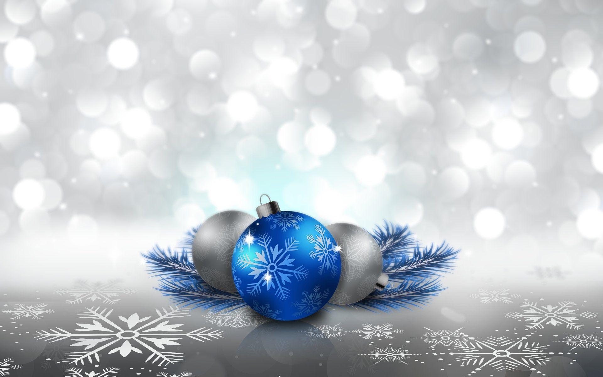 Blue and Silver Ornaments HD Wallpaper