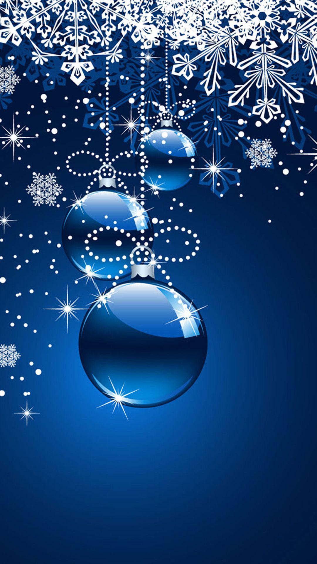 Christmas ornaments (blue background) Galaxy S5 Wallpaper
